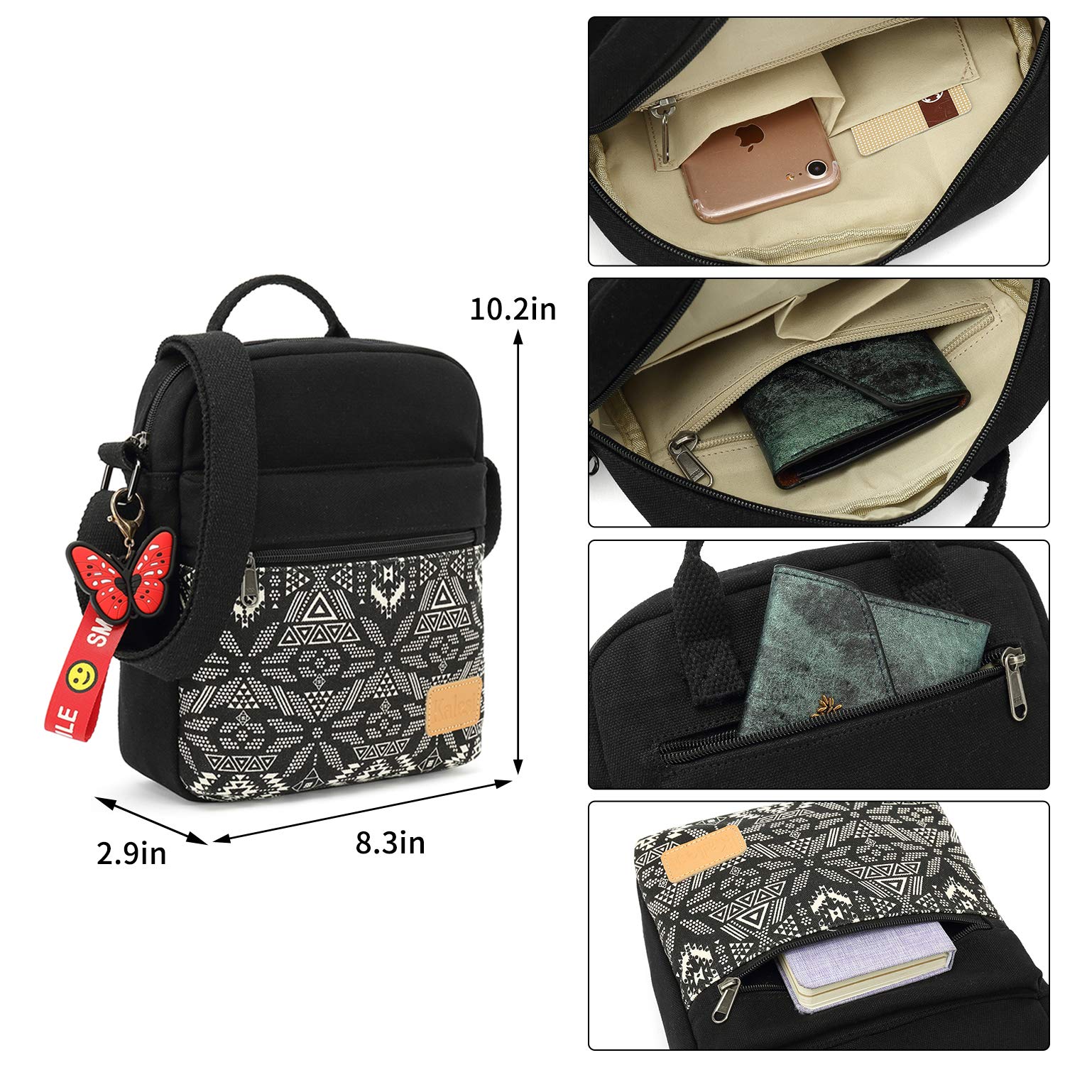 Stylish Kalesi Small Canvas Crossbody Bag & Purse Set for Women & Girls - Perfect for School, Travel & Everyday Use