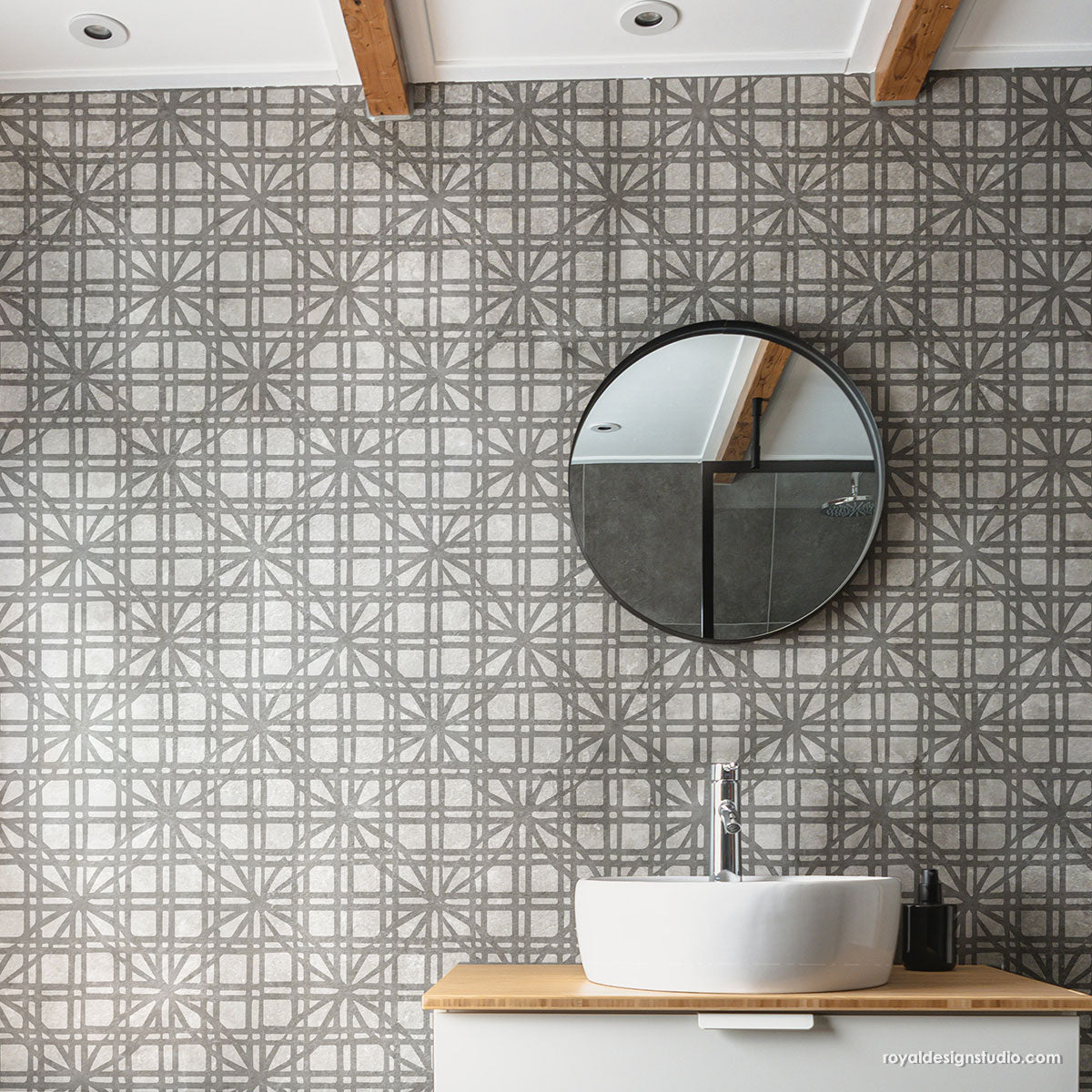 Alden Modern Texture Wall Stencil - DIY Wall Painting Template for Creative Home Decor, Accent Walls & Furniture Upcycling - Perfect for Bedrooms, Living Rooms & Craft Projects