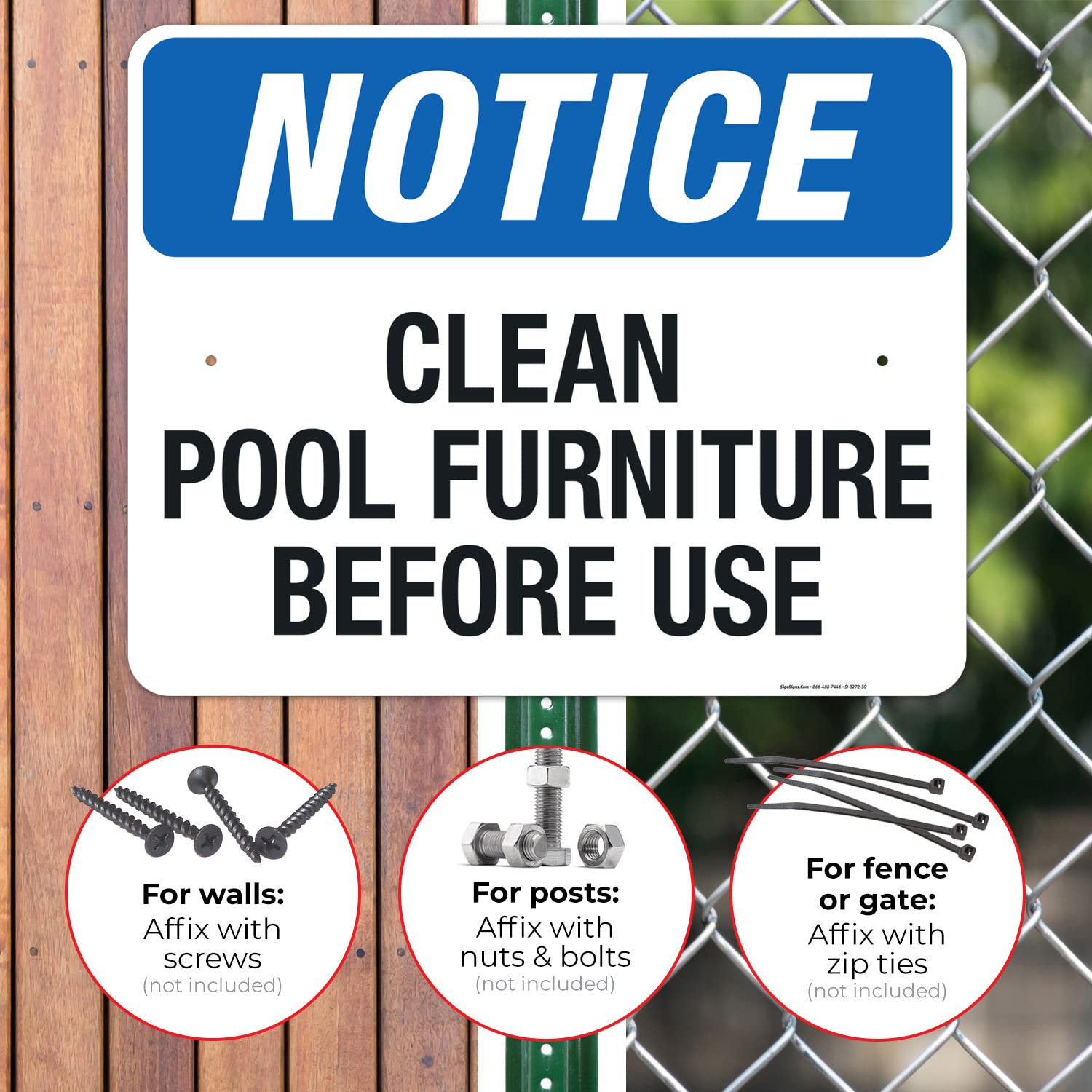Social Distancing Pool Sign - 24x30 Inch Rust-Free Aluminum Sign for Clean Pool Furniture & Safe Swimming Areas - Fade Resistant, Made in USA - Perfect for Public Pools, Resorts & Backyard Safety
