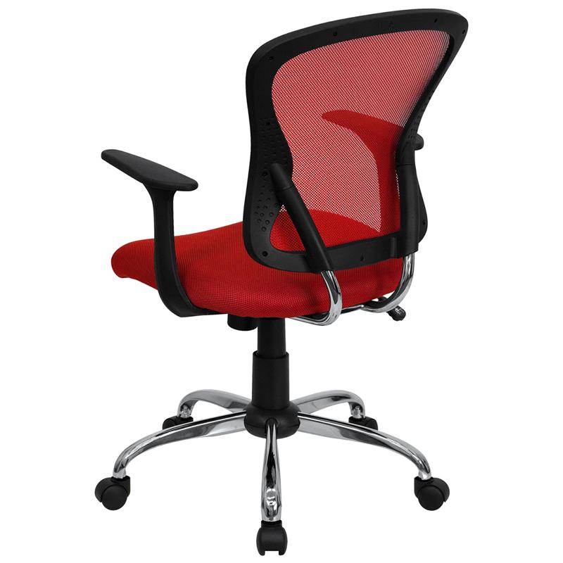 FLASH Alfred Mid Back Black Mesh Swivel Task Office Chair with Chrome Base and Arms - Ergonomic Desk Chair for Home Office, Computer Work & Gaming
