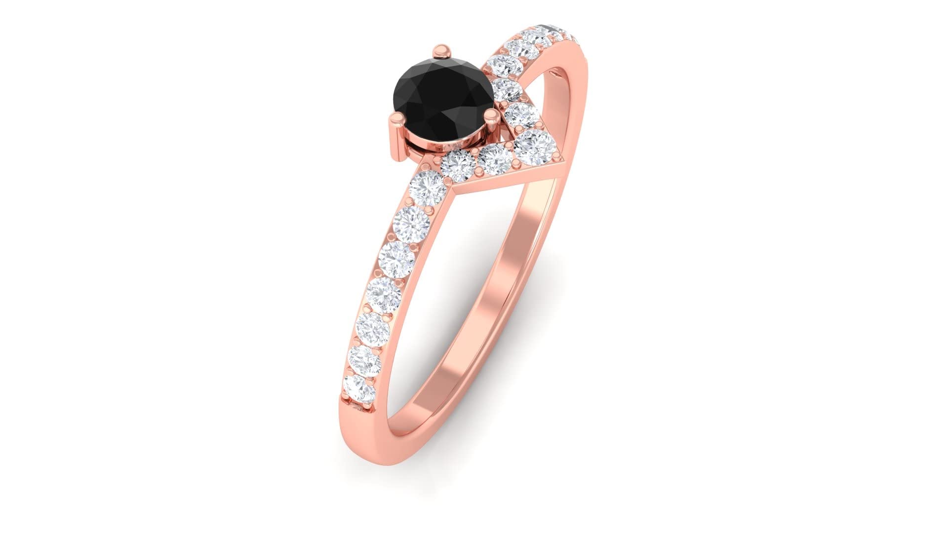 3/4 CT Black and White Diamond Ring for Women - 14K Solid Gold April Birthstone Promise Ring, Minimalist Elegance for Everyday Wear & Special Occasions