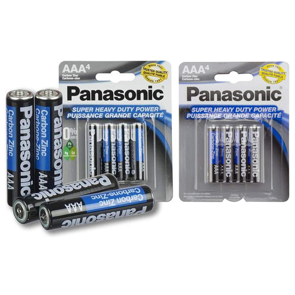 Panasonic 8 X AAA Super Heavy Duty Carbon Zinc Batteries 1.5V - Long Lasting Power for Toys, Flashlights, Remote Controls & Electronic Devices