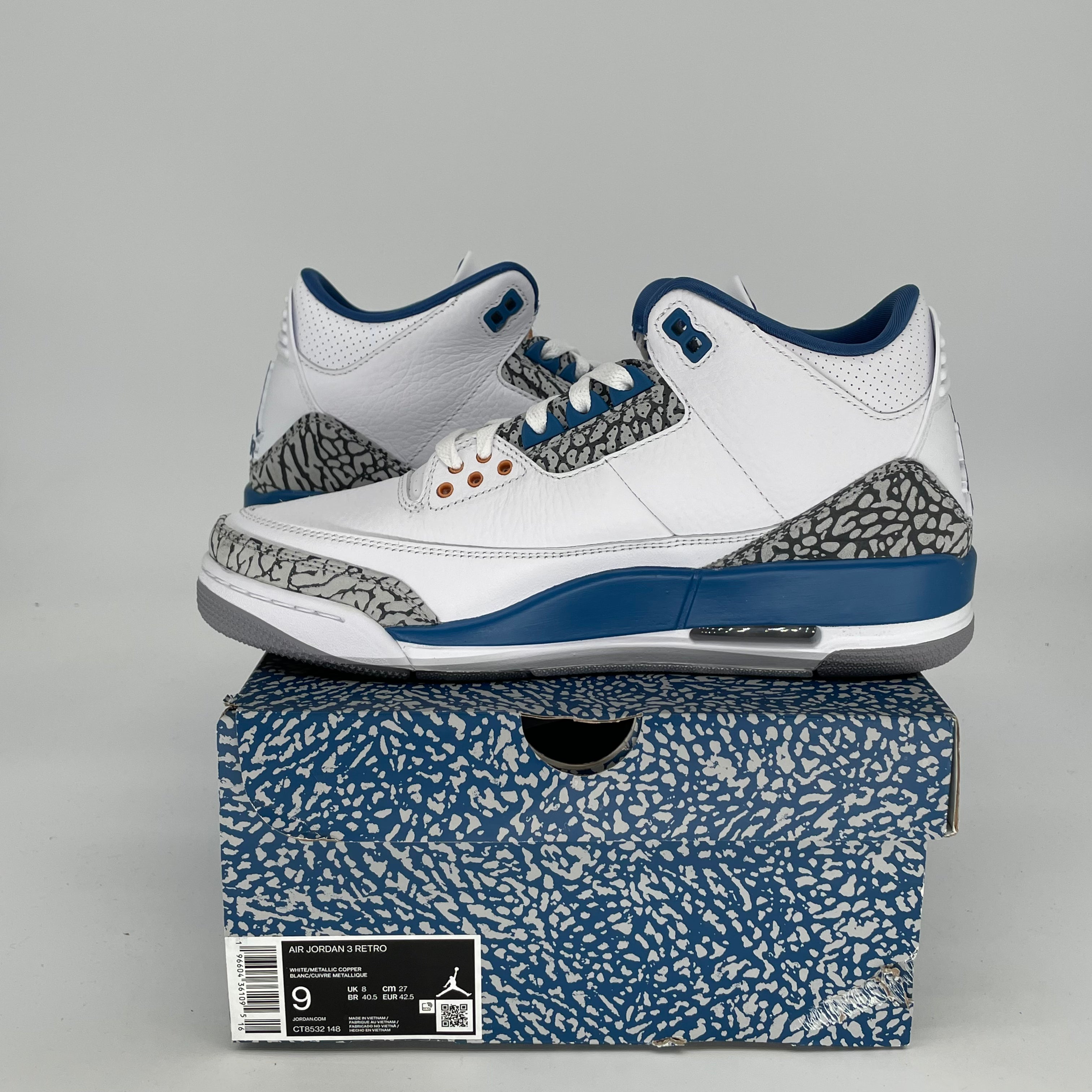 AIR JORDAN 3 Retro WIZARDS Basketball Shoes Men's Size 9/10.5W - Style Code CT8532-148 | Authentic Sneakers for Streetwear, Sports & Casual Wear