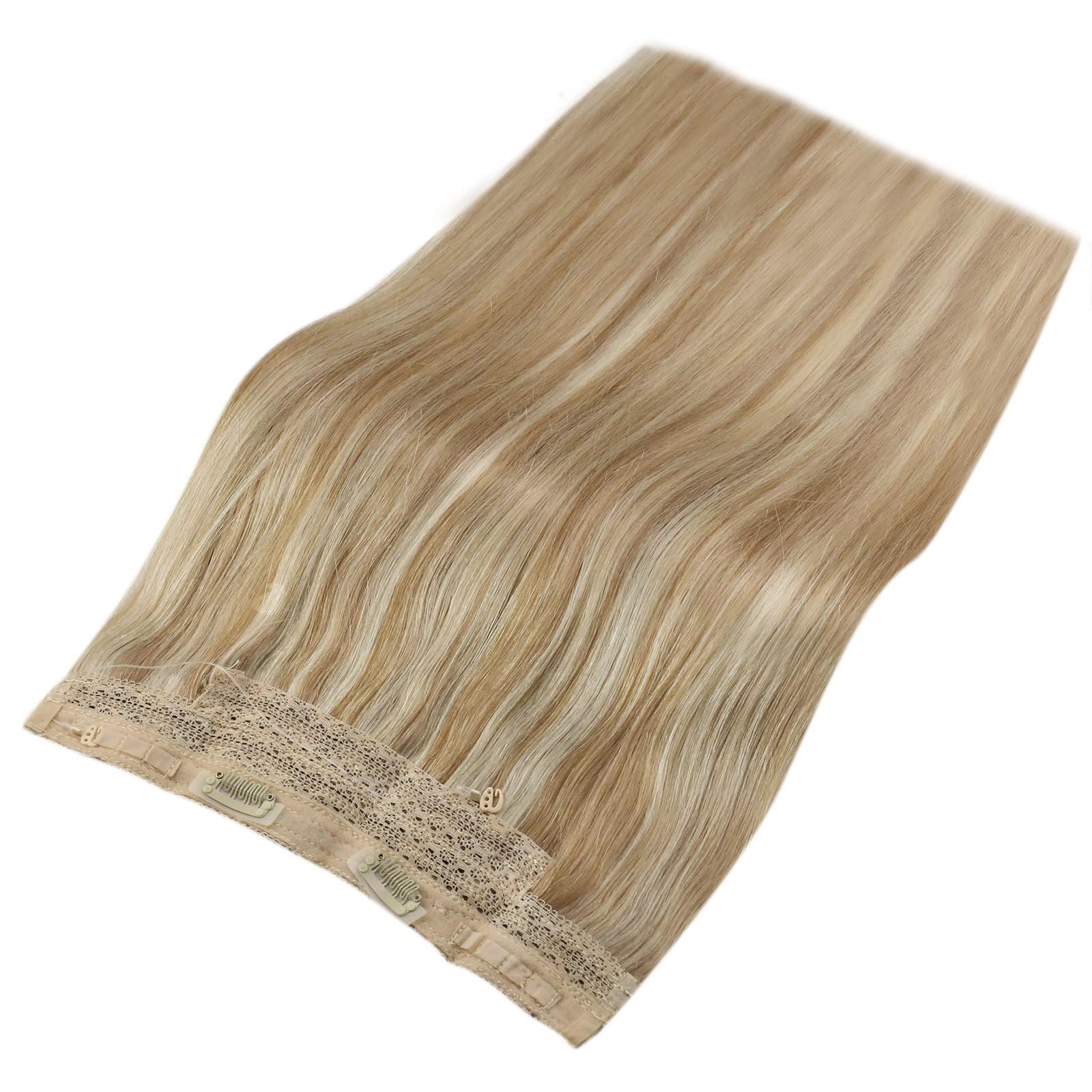 Sunny Hair Wire Hair Extensions - Caramel Blonde Highlights 14in 80g | Real Human Remy Hair with Transparent Lines & Hidden Wire | Perfect for Women's Daily Styling, Parties & Special Occasions
