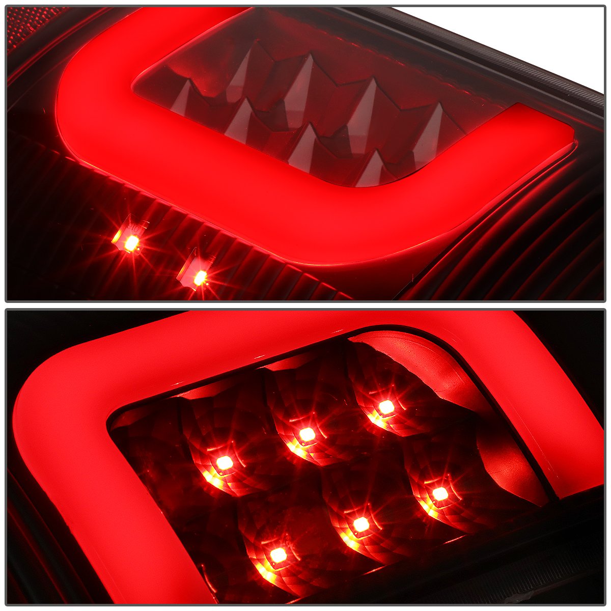 Auto Dynasty Black Housing Smoked Lens Red 3D LED Tail Lights + Dual Row 3rd Brake Light for Ford F150-F550 Pickup Trucks - Enhanced Visibility & Style Upgrade