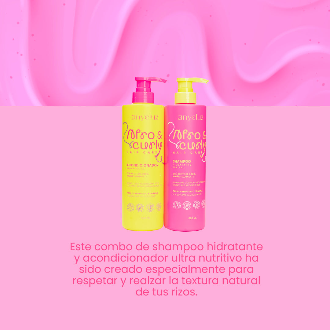 Afro & Curly Hair Shampoo and Conditioner Set - Natural Hair Care for Curly, Coily, and Kinky Hair Types - Perfect for Daily Hydration and Definition
