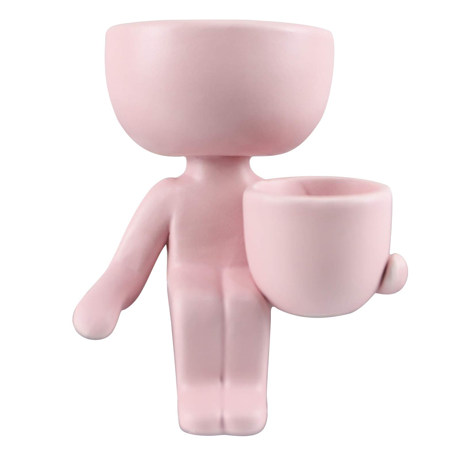 Creative Humanoid Ceramic Flower Pot - Large Pink Air Plant Container for Home Decor | Perfect for Succulents, Cacti & Indoor Plants