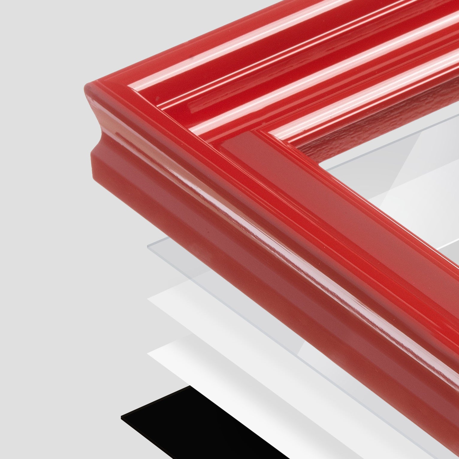 Cherry Red Glossy Wide Width Wall Frames - Set of 2 for Living Room & Bedroom Decor | Modern Home Picture Frames for Photos & Artwork