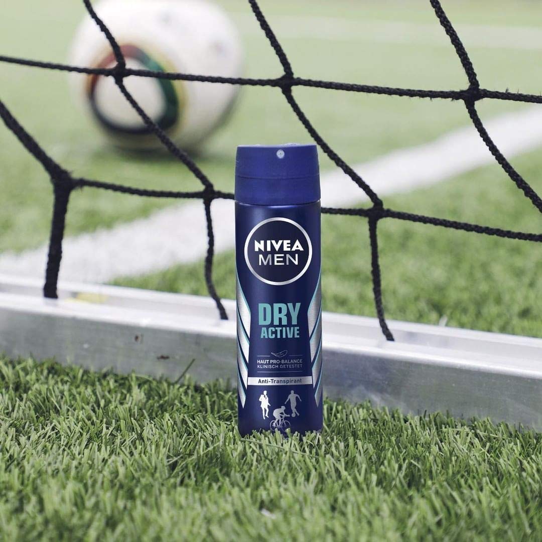 Nivea Men Dry Active Deodorant Spray 150ml - Long Lasting Protection for Men - Fresh Scent for Gym, Work & Daily Use