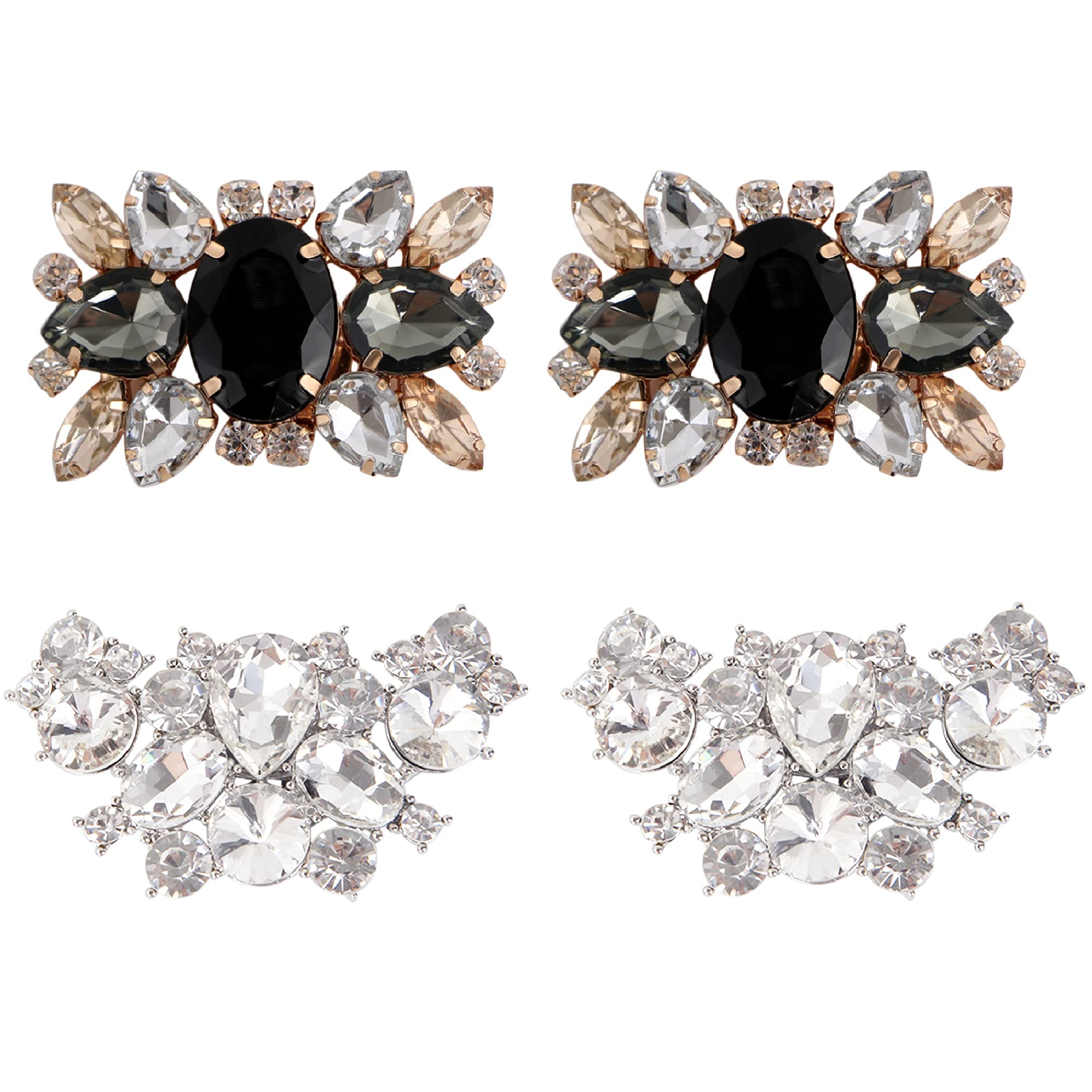 Elegant Rhinestone Shoe Clips - 2 Pairs Wedding Party Shoe Decorations for Women | Perfect for Bridal Shoes, Prom, Evening Gowns & Special Occasions