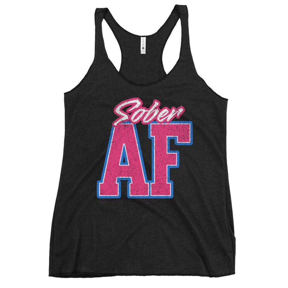 Sober AF Women's Racerback Tank Top - Comfortable Workout Shirt for Yoga, Running & Gym - Breathable Athletic Wear for Fitness & Casual Style