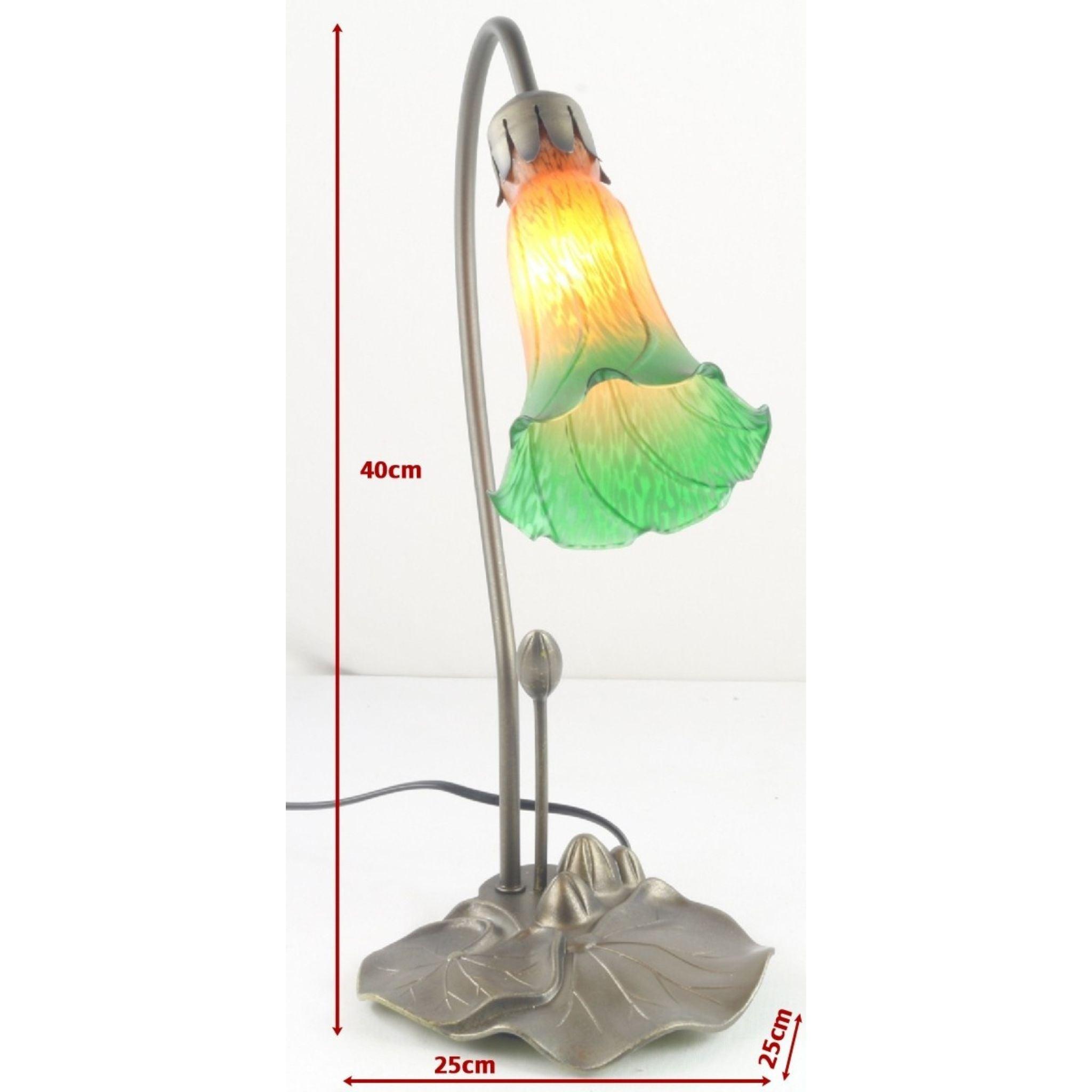 Elegant Green Single Lily Glass Table Lamp - Modern Home & Office Decor for Bedroom, Living Room, Study