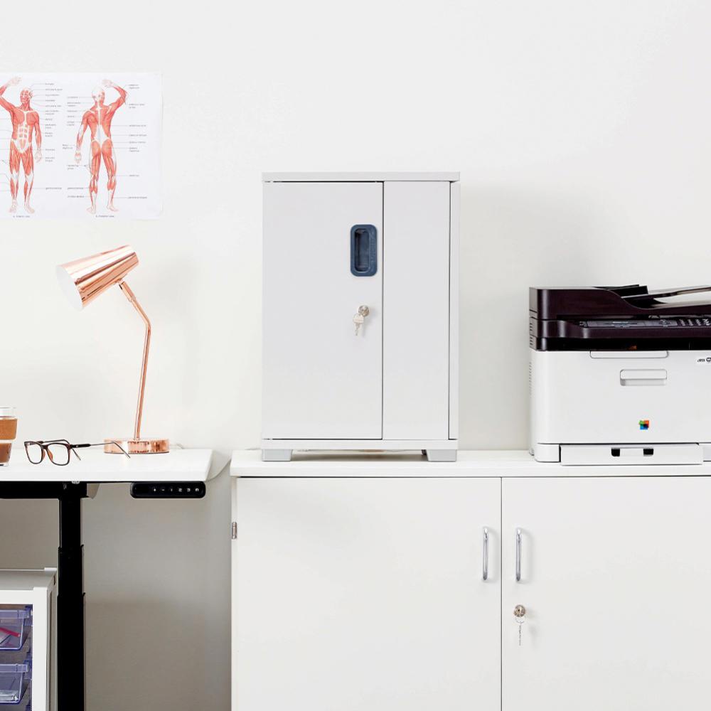 LapCabby Lyte 16 Device Wall Mount or Desk USB Charging Cabinet - Secure Storage & Charging for Phones, Tablets (Up to 7 Horizontal) - Perfect for Offices, Schools & Retail Stores