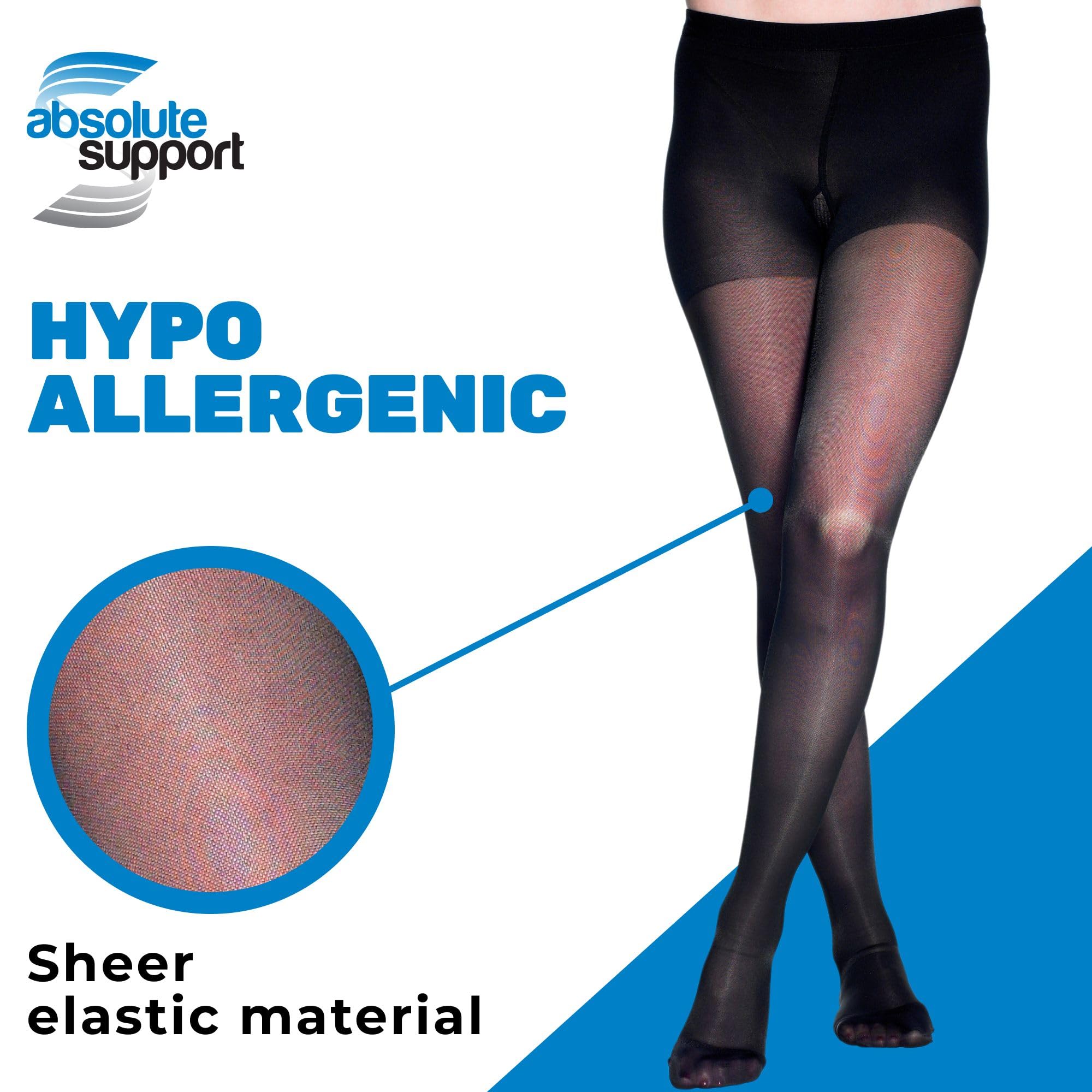 Sheer Compression Pantyhose 20-30mmHg for Women - Varicose Veins & Edema Relief - Black Medium - Perfect for Work & Travel