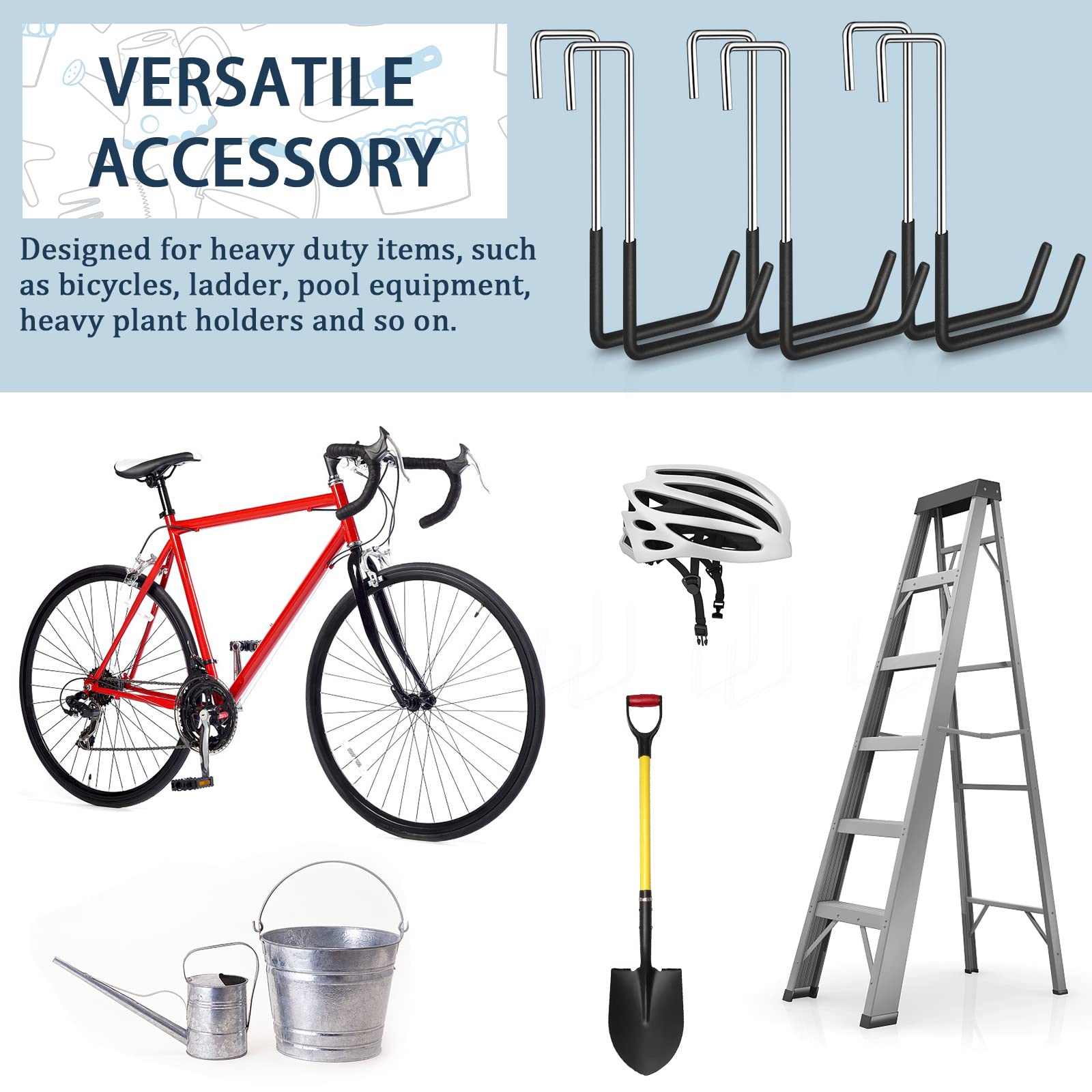 12 Pack Heavy Duty Vinyl Coated Rafter Hooks - Large S Hooks for Garage Storage, Ladder & Bike Hangers - Black Metal Hanging Organizer for Home, Workshop & Outdoor Use