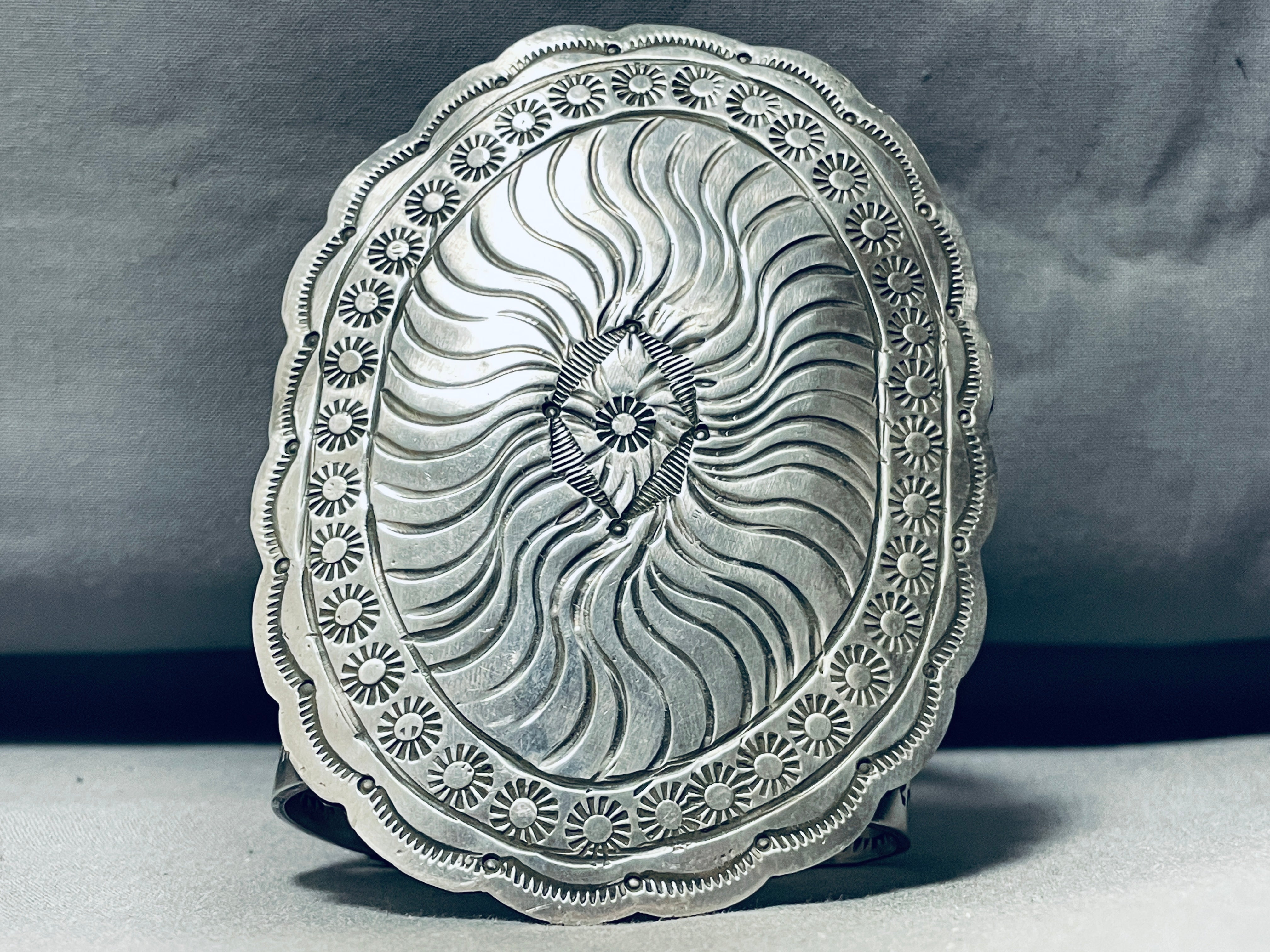 153 Grams Navajo Sterling Silver Shield Bracelet Cuff - Authentic Native American Handmade Jewelry for Women, Men - Perfect for Powwows, Weddings & Boho Fashion