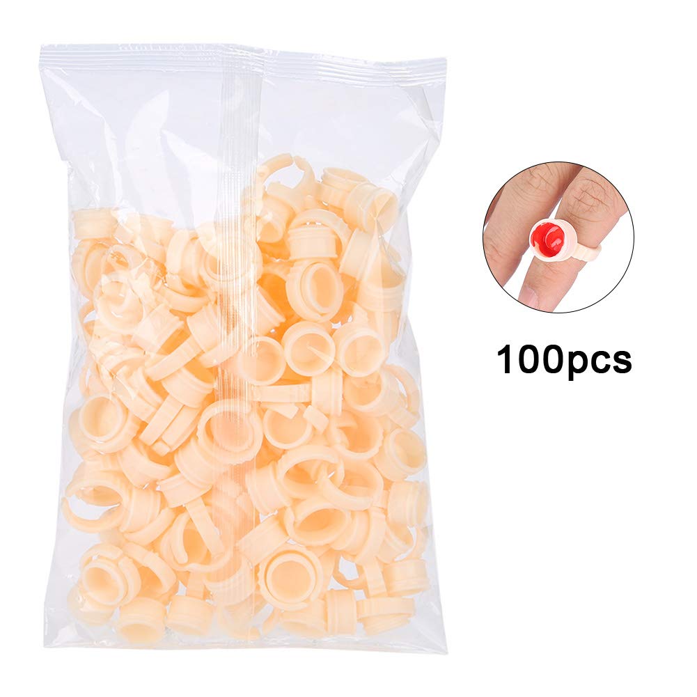 100-Piece Disposable Silicone Ring Glue Holders & Ink Cups - Pigment Containers for Eyelash Extensions, Makeup Tools, Eyebrow Tinting - Perfect for Salon Professionals & DIY Beauty Enthusiasts