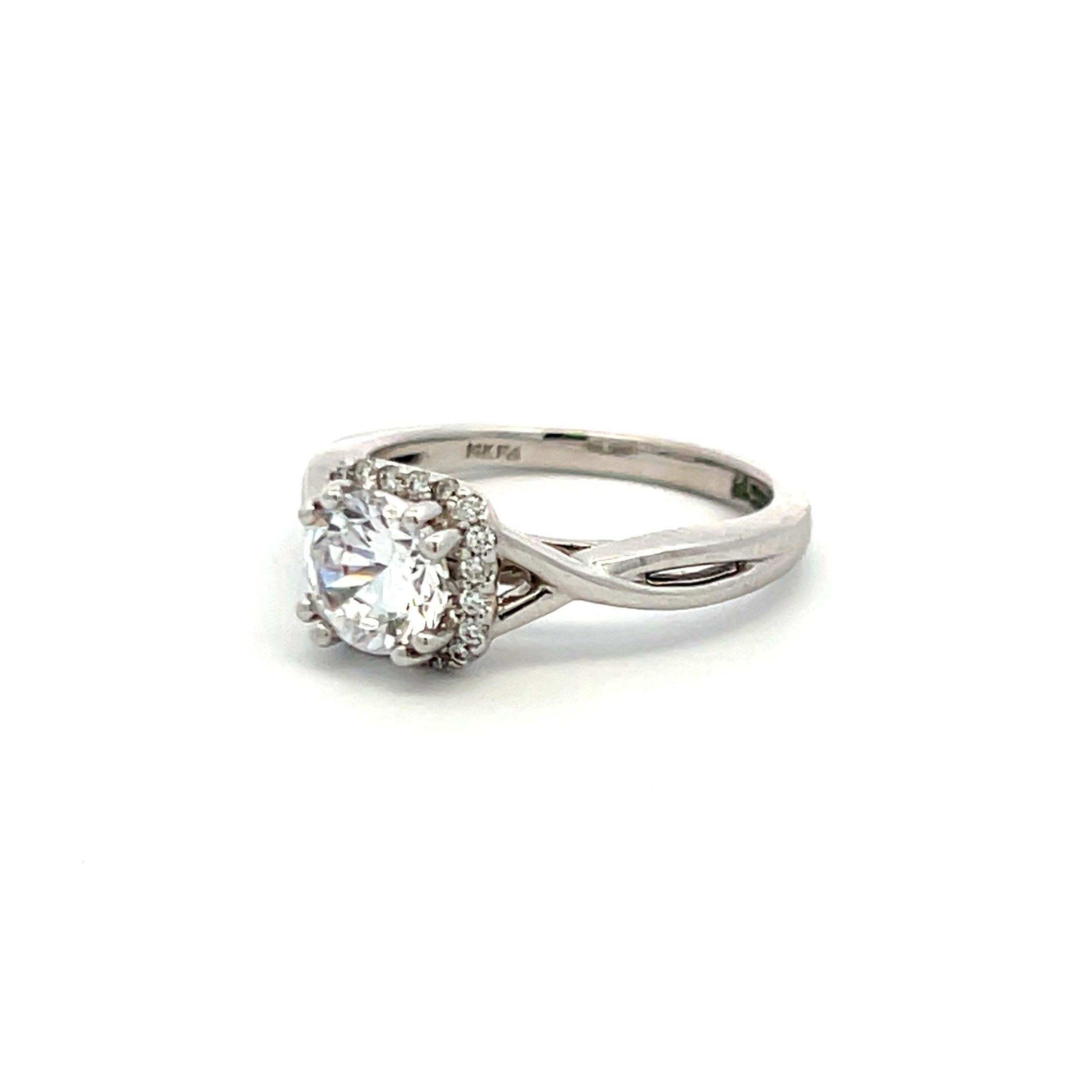 0.12 Carat Round Brilliant Diamond & 1 Carat CZ 14K White Gold Semi Mount Engagement Ring - Perfect for Bridal, Wedding, Anniversary and Proposal Gifts