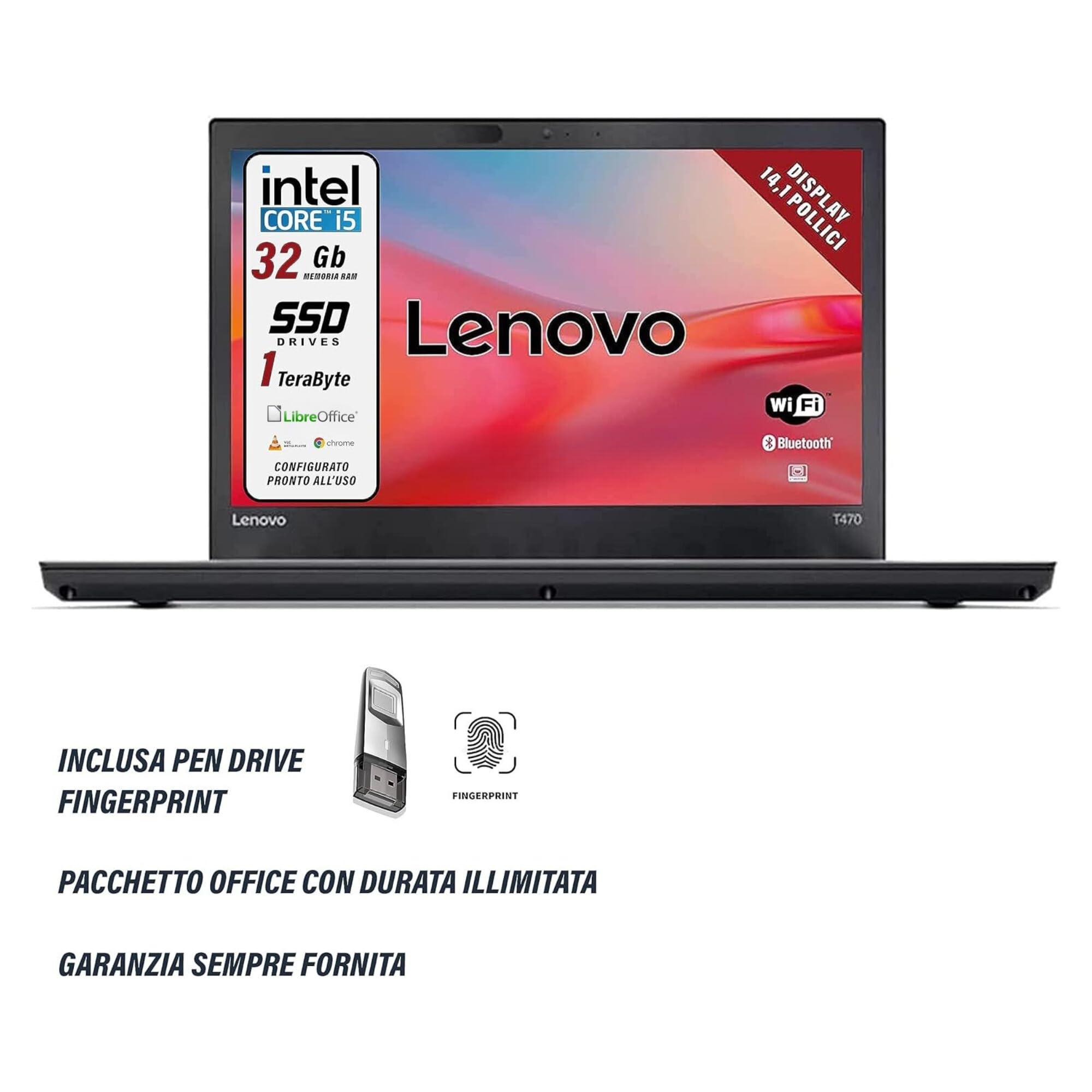 Refurbished Lenovo Laptop - Intel Core i5, 32GB RAM, 1TB SSD, 14