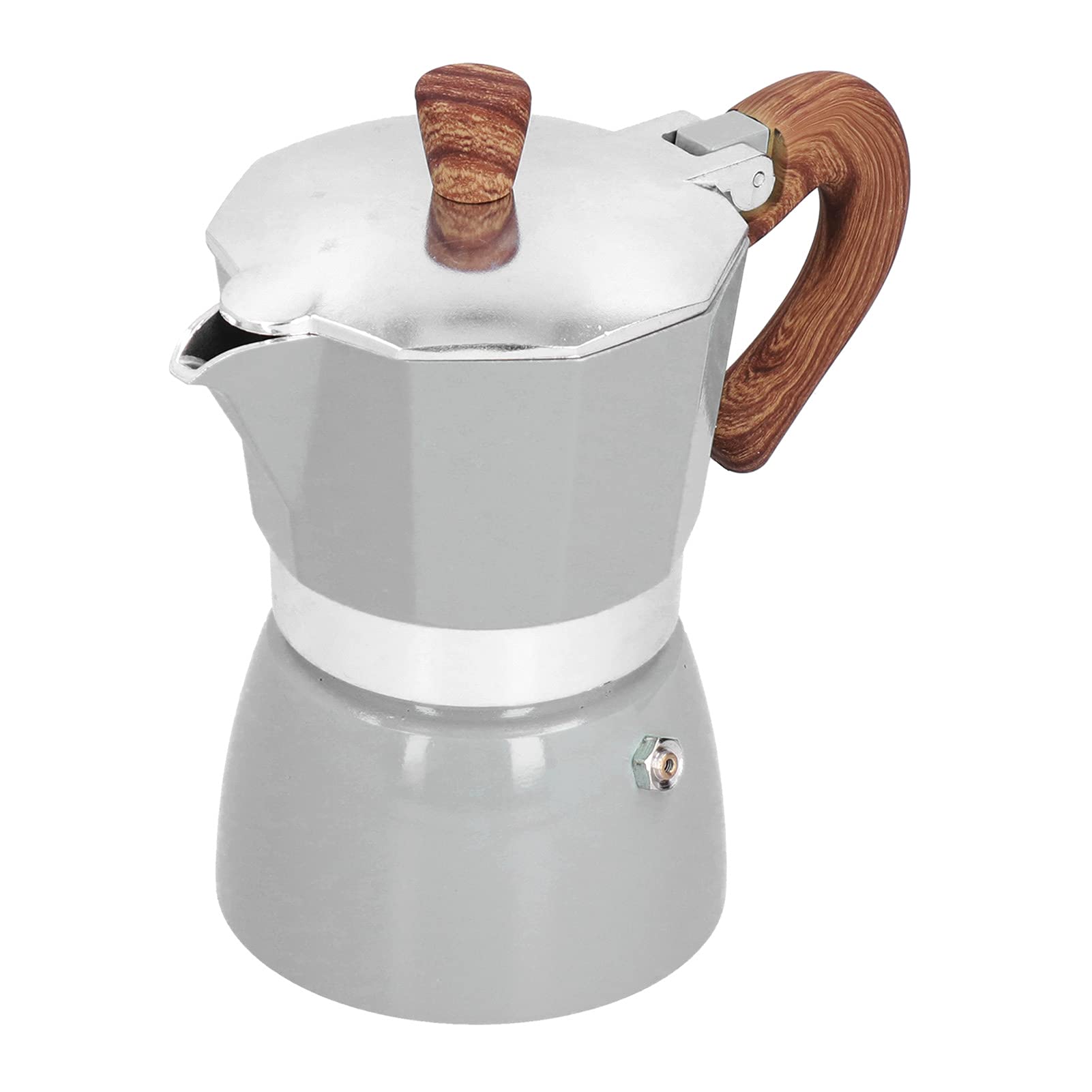 Stainless Steel Moka Pot - Lightweight Espresso Coffee Maker for Home, Office & Travel - Compact Stovetop Coffee Brewer for Camping & Kitchen Use (Seiko Silver)