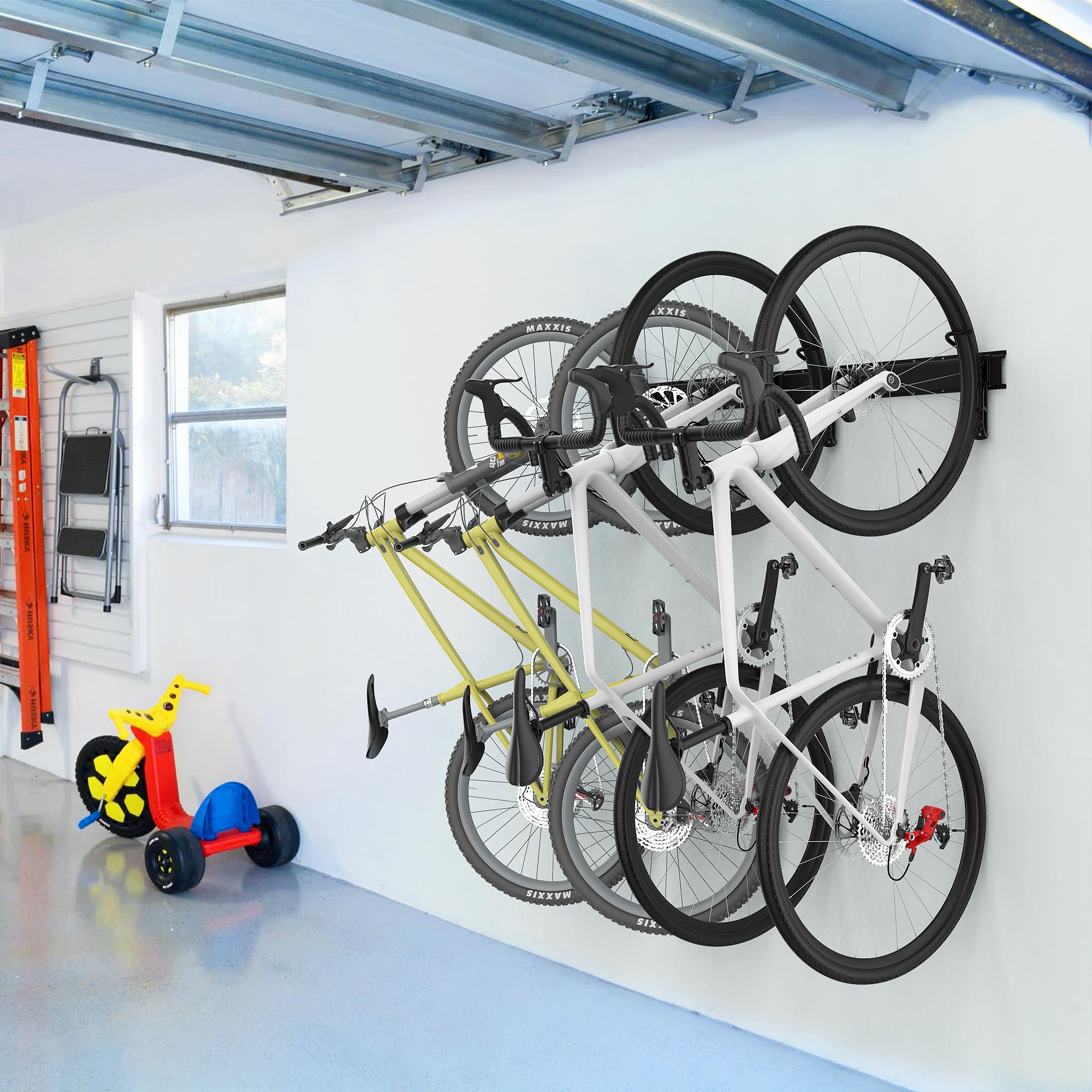 Ultrawall Adjustable Swivel Bike Storage Rack - Wall Mounted Vertical Bicycle Hanger for Garage & Indoor Use - Space Saving Bike Holder for Home, Apartment, and Small Spaces