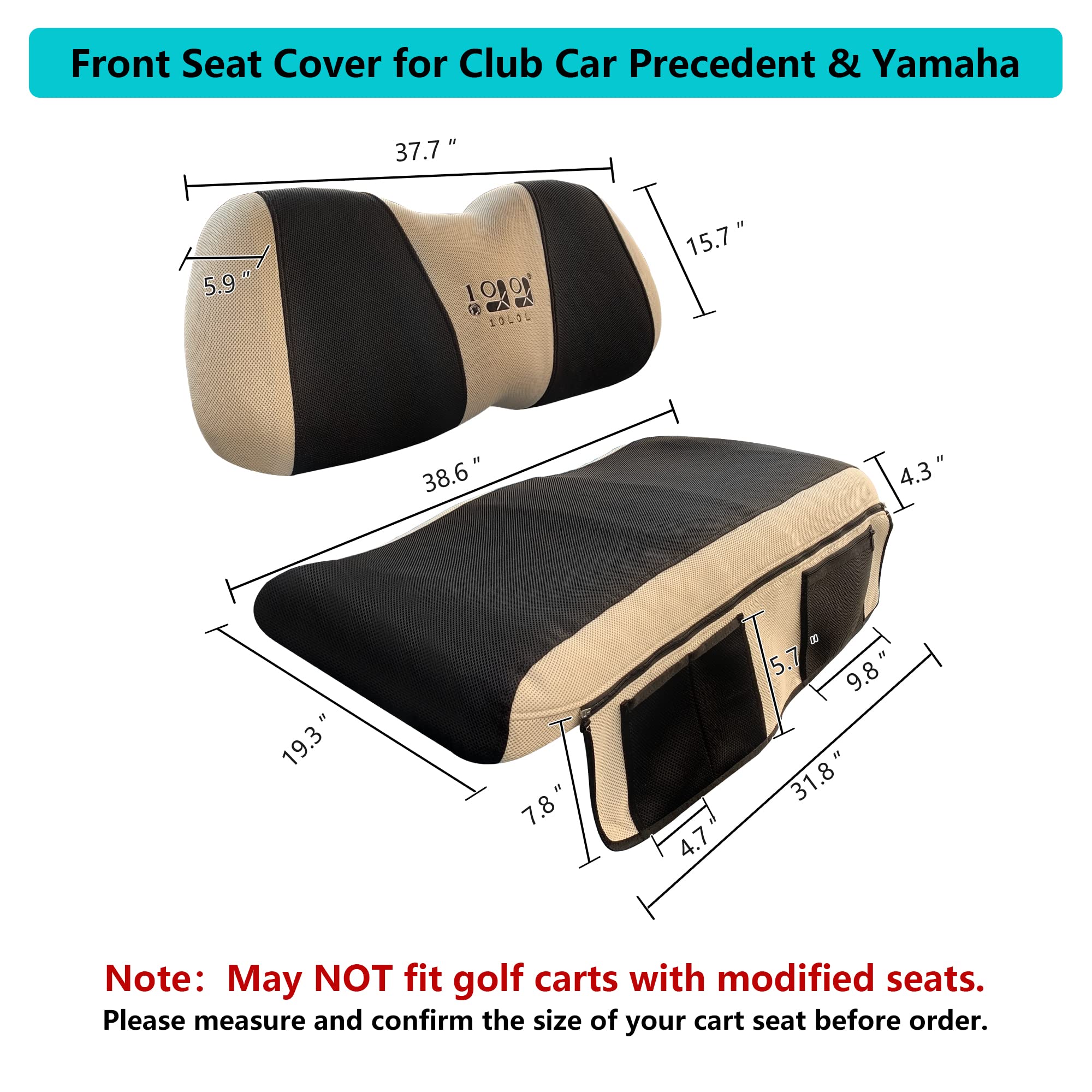 Breathable 10L0L Golf Cart Seat Cover for Yamaha & Club Car Precedent Front Seat - Polyester Mesh Fabric Seat Covers, Towel & Blanket (Gray/Black/Red) - Perfect Golf Gift & Accessory for Outdoor Comfort & Protection