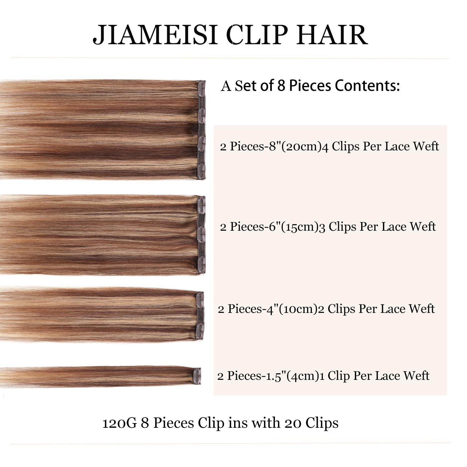 Clip in Human Hair Extensions 14inch - 8pcs 120g Real Human Hair Extensions Straight with 4/27 Balayage (Strawberry Blonde to Medium Brown) - Perfect for Daily Styling, Volume Boost & Special Occasions