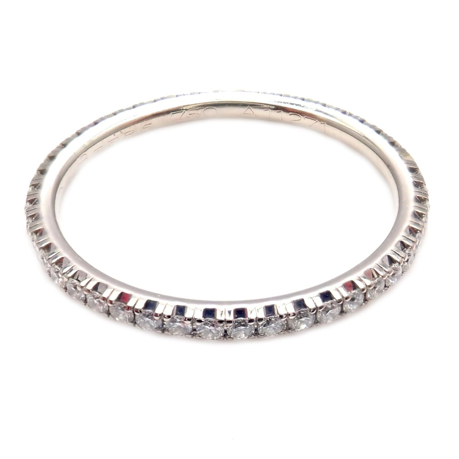 Authentic De Beers 18k White Gold 0.37 Carat Diamond Aura Band Ring Size 7.5 - Elegant Wedding Band, Anniversary Gift for Her, Luxury Jewelry for Special Occasions