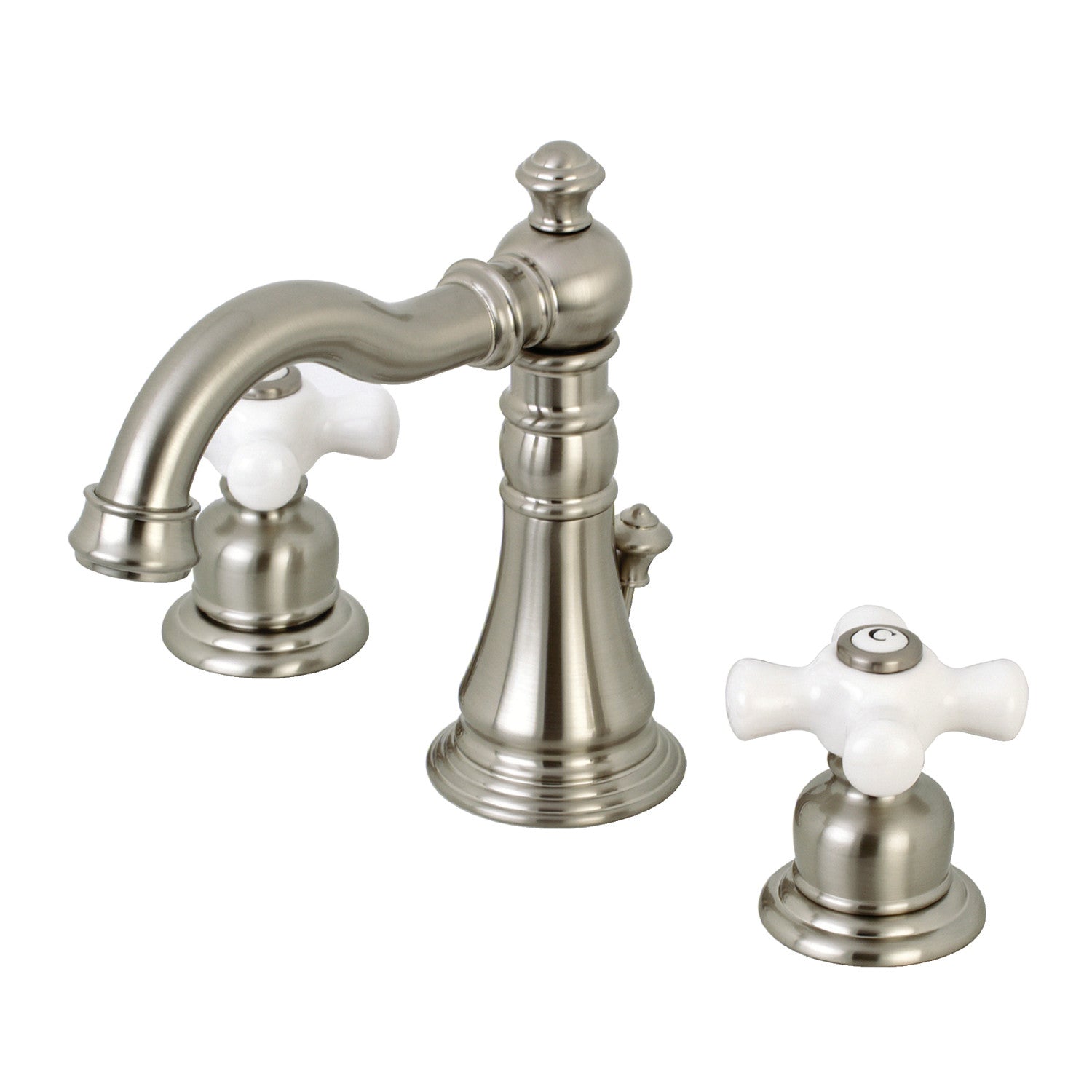 American Classic FSC1978PX Brushed Nickel Widespread Bathroom Faucet - 3 Hole Deck Mount with Pop Up Drain - Perfect for Modern Bathroom Renovations & Home Upgrades