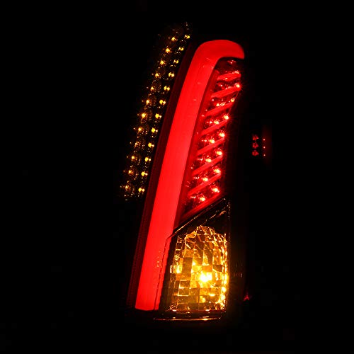 Spec-D Tuning Glossy Black Smoke LED Tail Lights for 2003-2007 Cadillac CTS - Left & Right Pair Assembly - Enhanced Night Visibility & Style Upgrade for Your Car