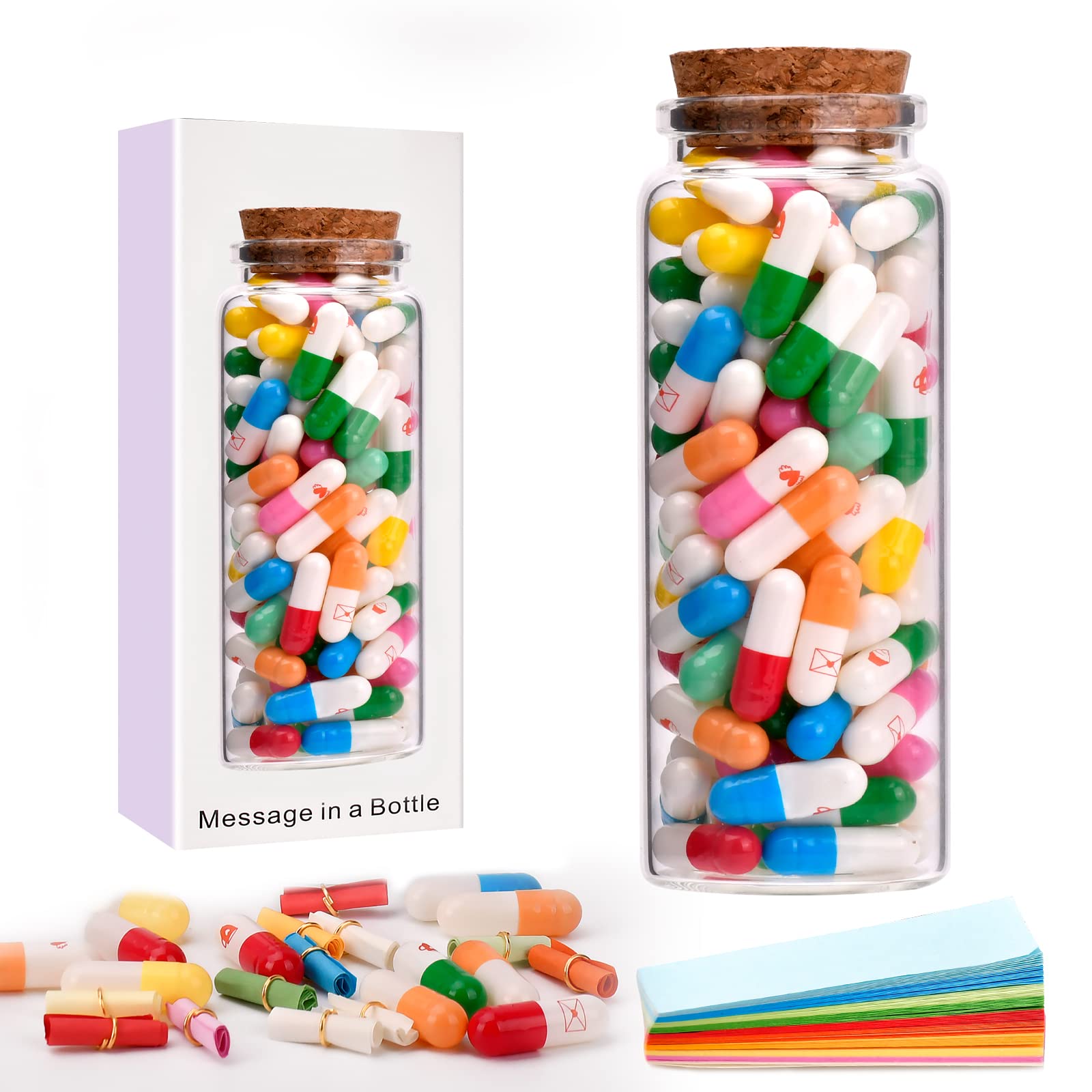 100 PCS DIY Message in a Bottle Kit - Romantic Love Letters for Couples, Anniversary & Valentine's Day Gifts for Her/Him, Birthday Present for Mom/Wife from Daughter/Son | Perfect for Weddings, Long-Distance Relationships & Keepsake Memories