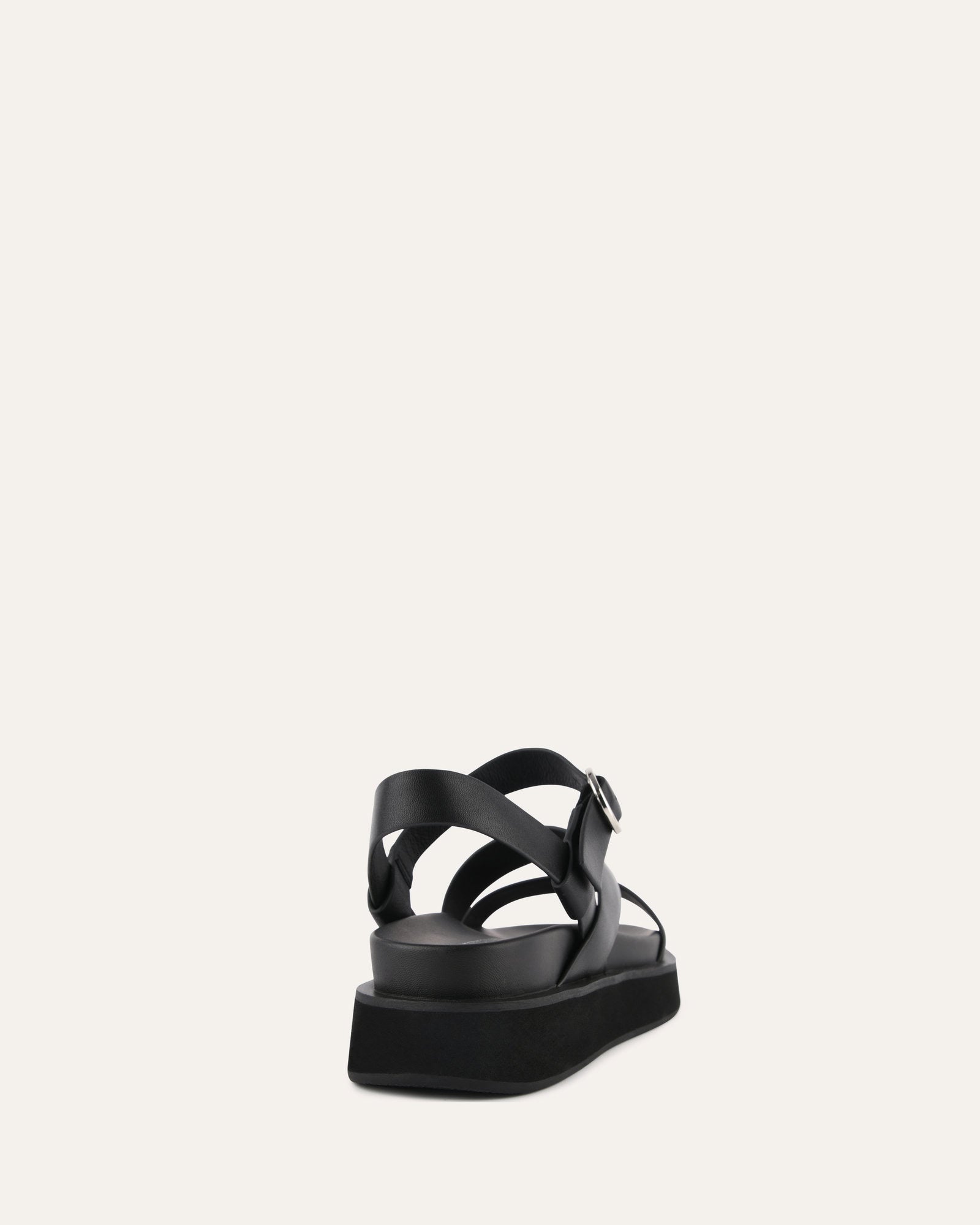 MARAIS Women's Black Leather Flat Sandals - Comfortable Casual Slip-On Shoes for Beach, Walking & Summer Outfits