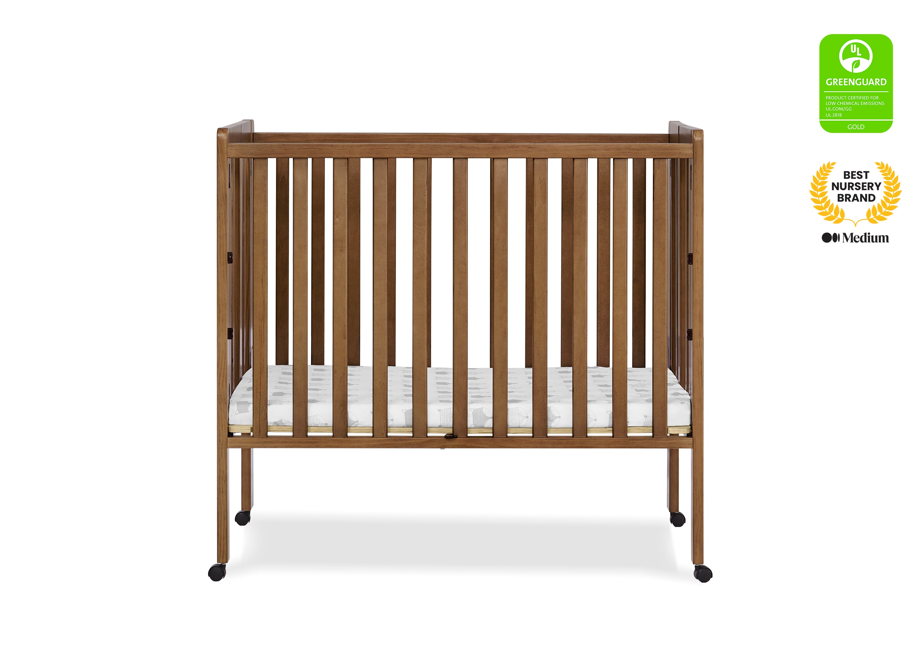 Lee Portable Folding Mini Crib with 1.5 Inch Mattress - Lightweight Travel Crib for Babies & Toddlers - Perfect for Home, Travel, and Daycare Use