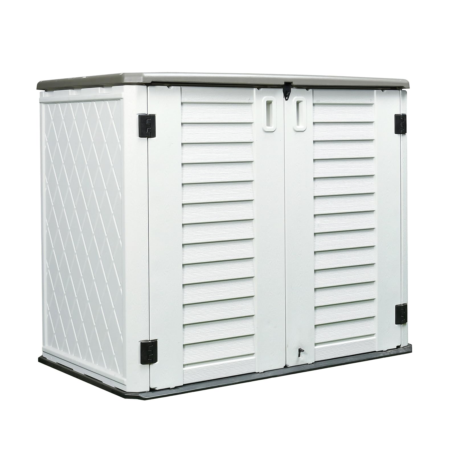 HOMSPARK 26 cu ft Weatherproof Outdoor Storage Shed - Water Resistant Multi-Purpose Cabinet for Bikes, Garbage Cans, Lawn Mowers & Garden Tools (Off-White) | Perfect for Backyard, Patio & Garage Organization