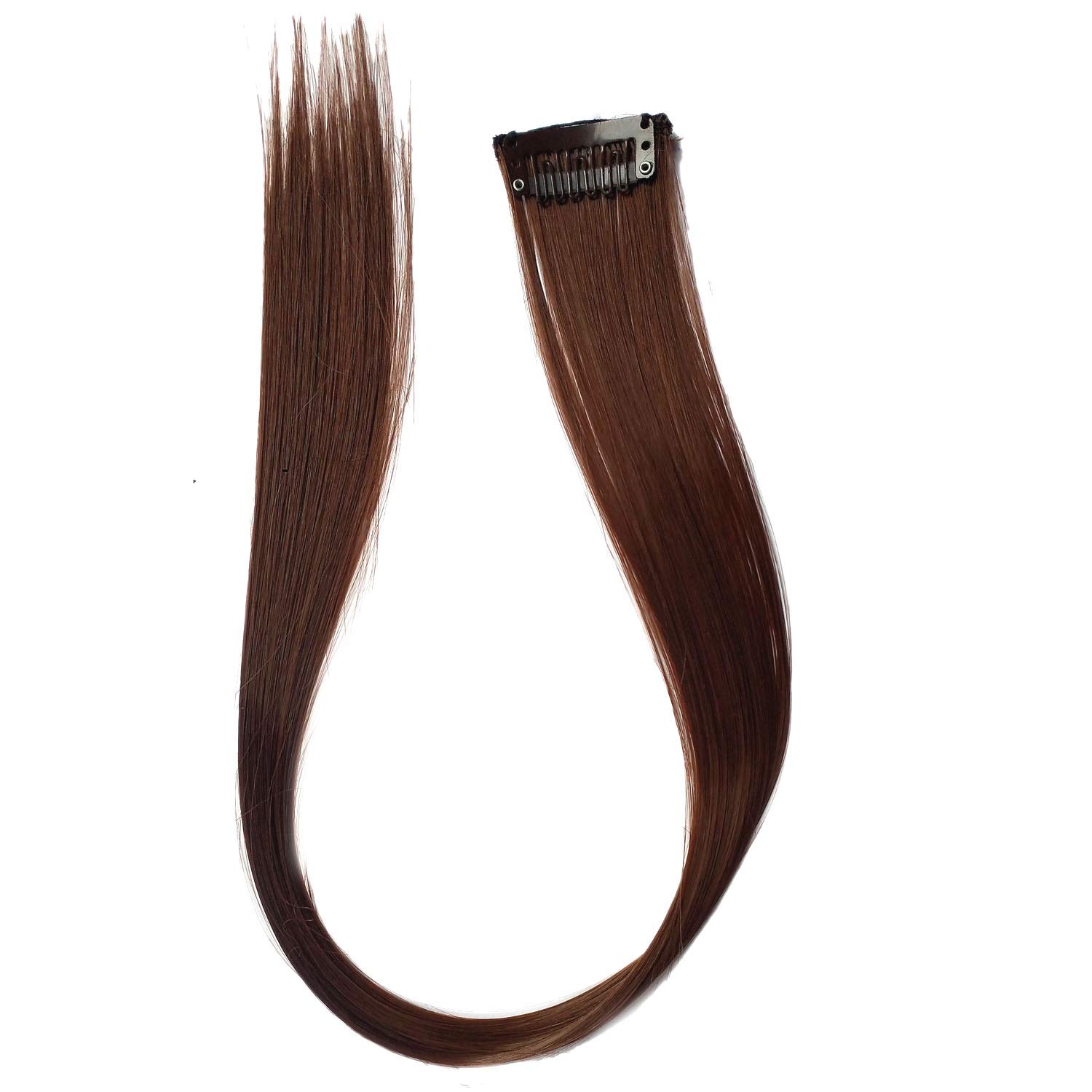 GuruEmbellish Hair Straight Strips Extensions for Women & Girls - Dark Brown Colored Hair Extensions (Pack of 1) | Perfect for Daily Styling, Parties & Special Occasions