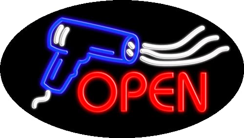 Vintage Barber Shop Open Glass Neon Sign #14322 – Handcrafted in USA – Perfect for Salon, Barbershop & Retro Home Decor