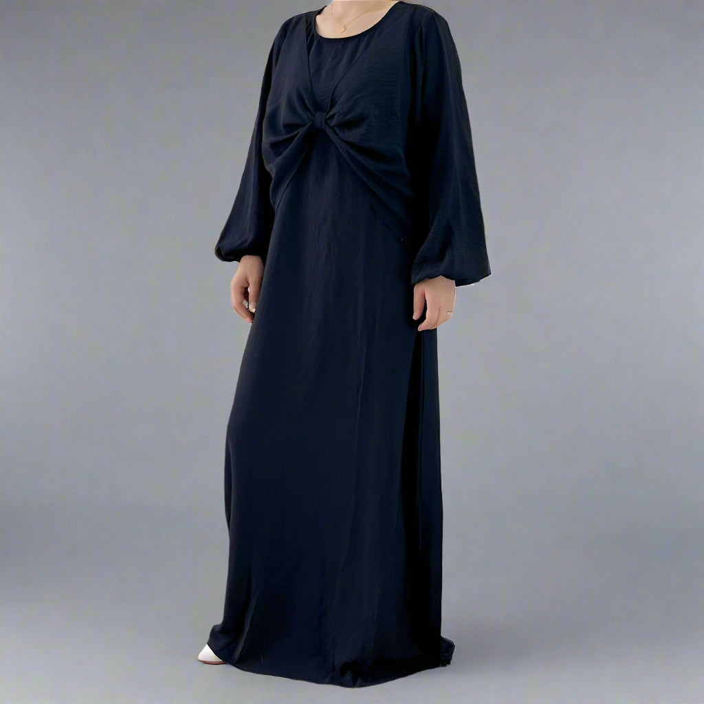 Elegant Wrinkle-Free Satin Inner Abaya Dress for Muslim Women - Perfect for Prayer, Modest Fashion, and Special Occasions