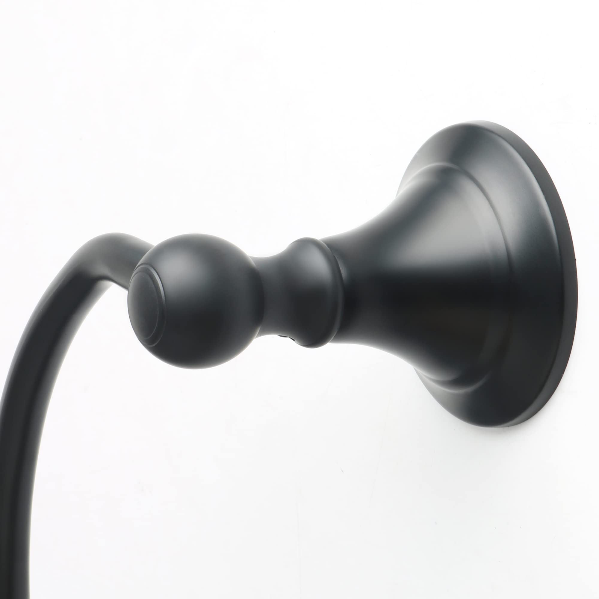 Stainless Steel Matte Black Towel Ring - Wall Mount Bathroom Hand Towel Holder & Hanger for Bath, Kitchen, and Laundry Room Storage Accessories | GOKE5107-B