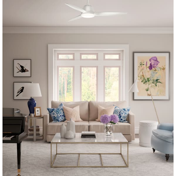 52 Inch Casablanca Wisp Ceiling Fan with LED Light - Fresh White Finish - Perfect for Living Room, Bedroom & Outdoor Spaces