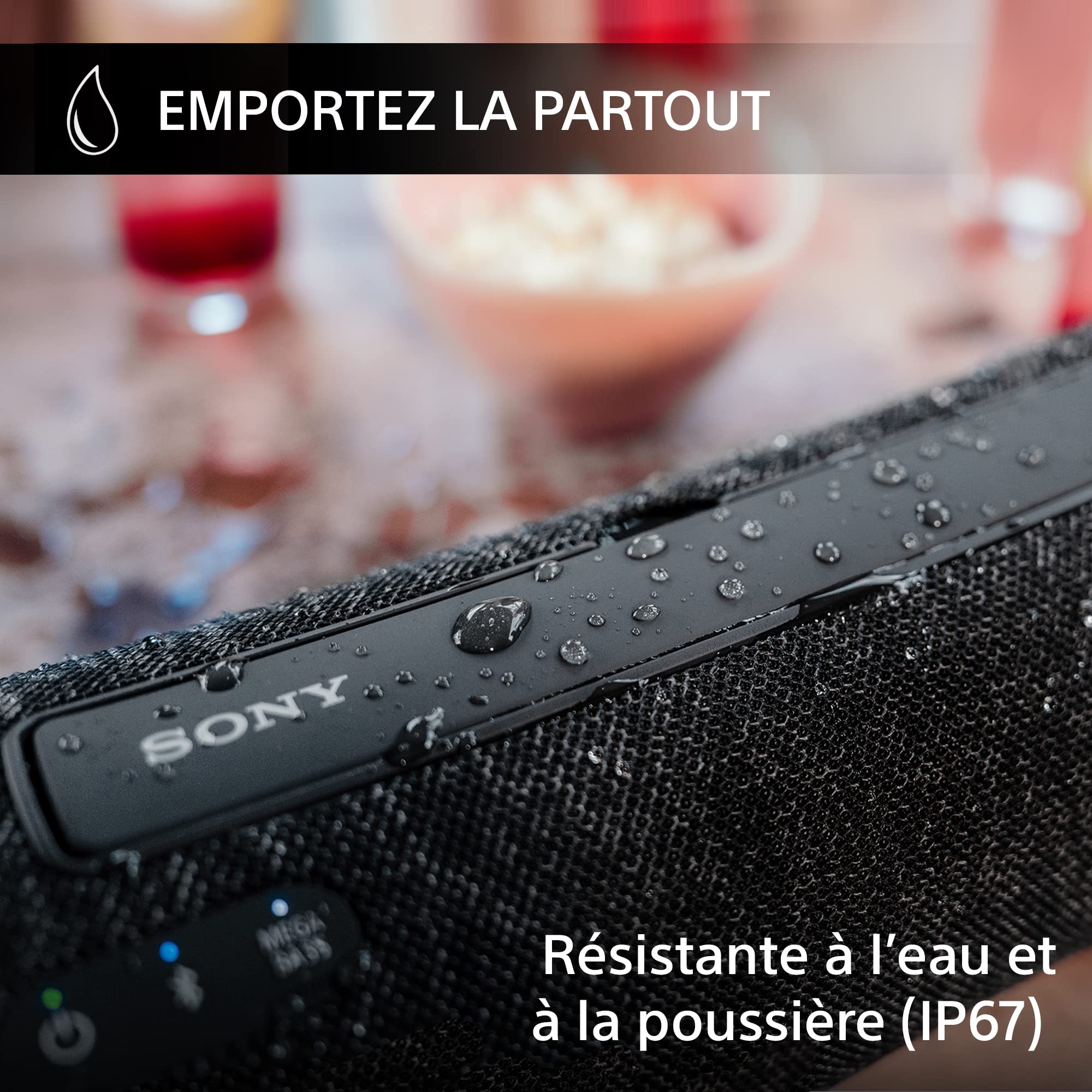 SONY SRS-XG300 Portable Bluetooth Speaker with Powerful Bass, IP67 Waterproof, 25H Playtime - Wireless Party Speaker with LED Lights, Fast Charging & Power Bank for Smartphones - Perfect for Outdoor, Beach, Pool Parties & Camping (Black)