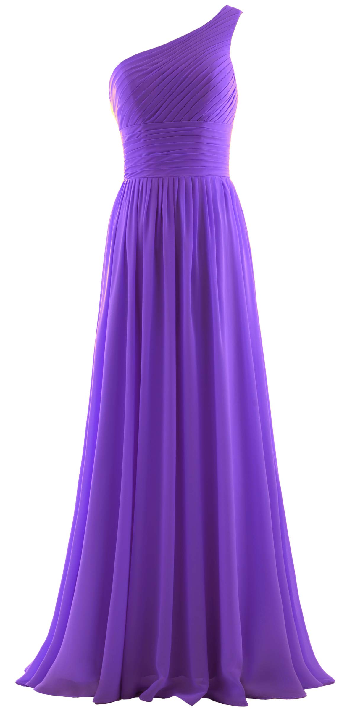 Elegant One Shoulder Pleated Chiffon Bridesmaid Dress - Long Formal Evening Gown for Weddings, Prom & Special Occasions