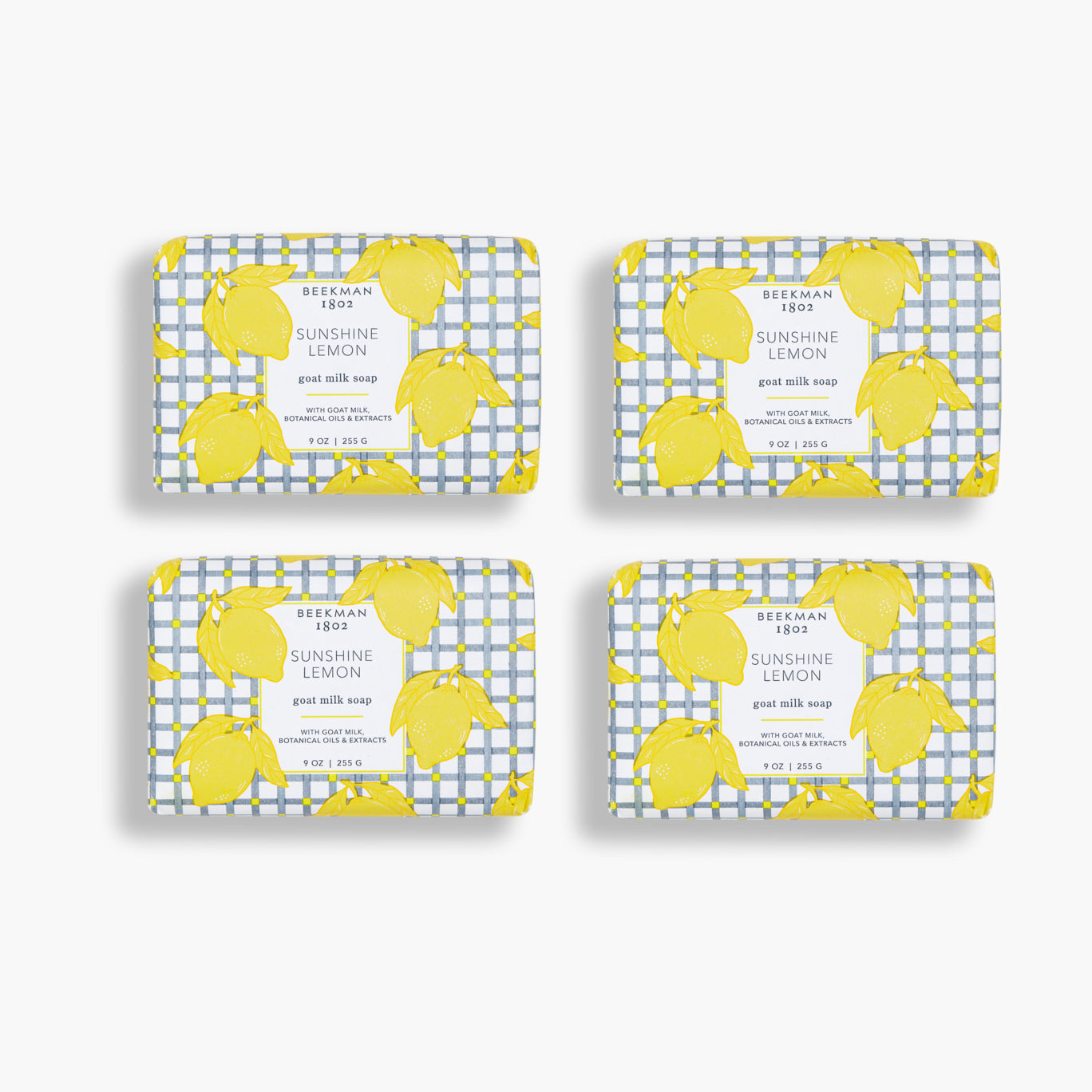 Natural Sunshine Lemon Goat Milk Soap Set of 4 Bars - Moisturizing & Gentle for Face & Body - Perfect for Dry Skin Care & Daily Bathing