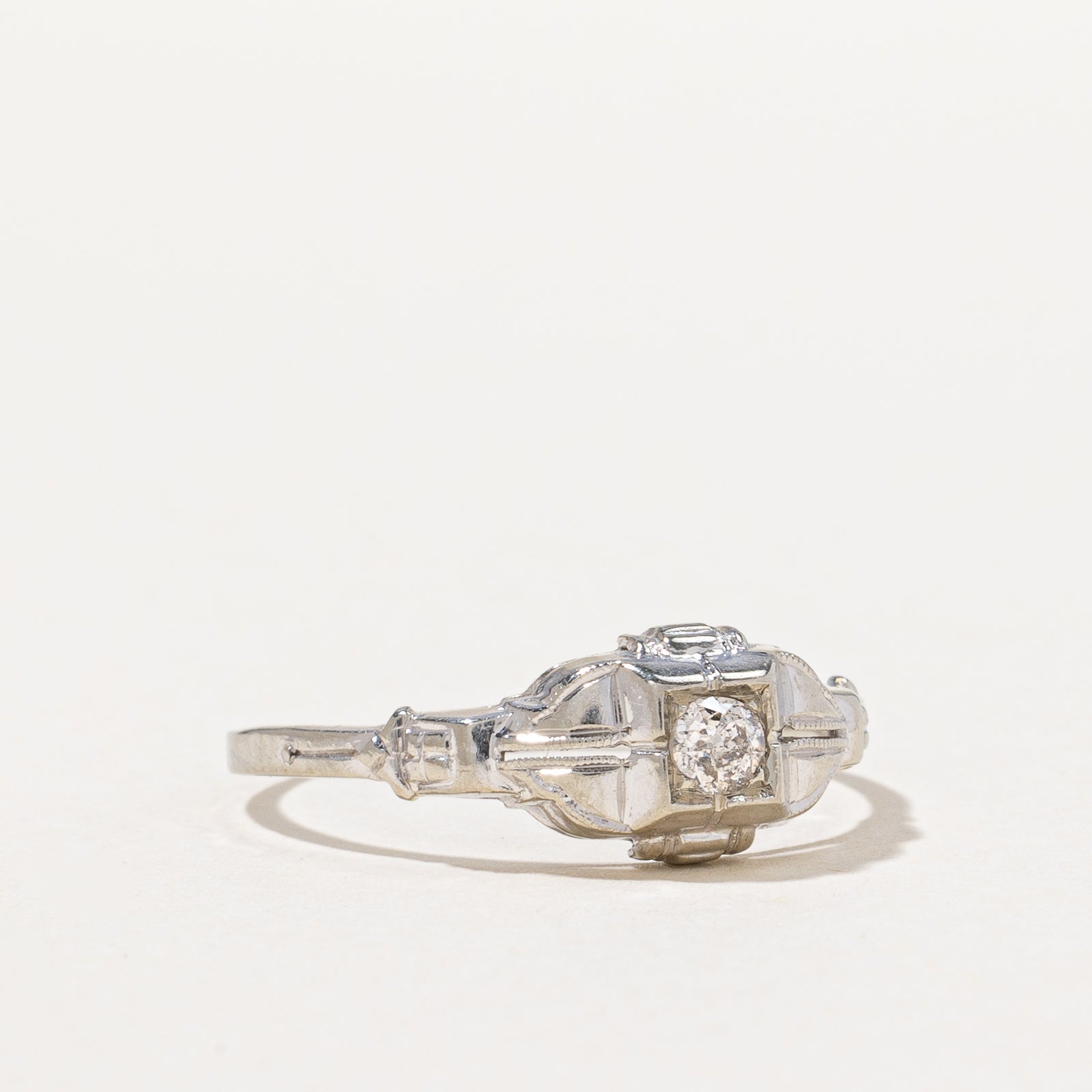Vintage Illusion Diamond Ring 0.11ct European Cut Size 8.25 - Elegant Antique Jewelry for Weddings, Anniversaries & Special Occasions