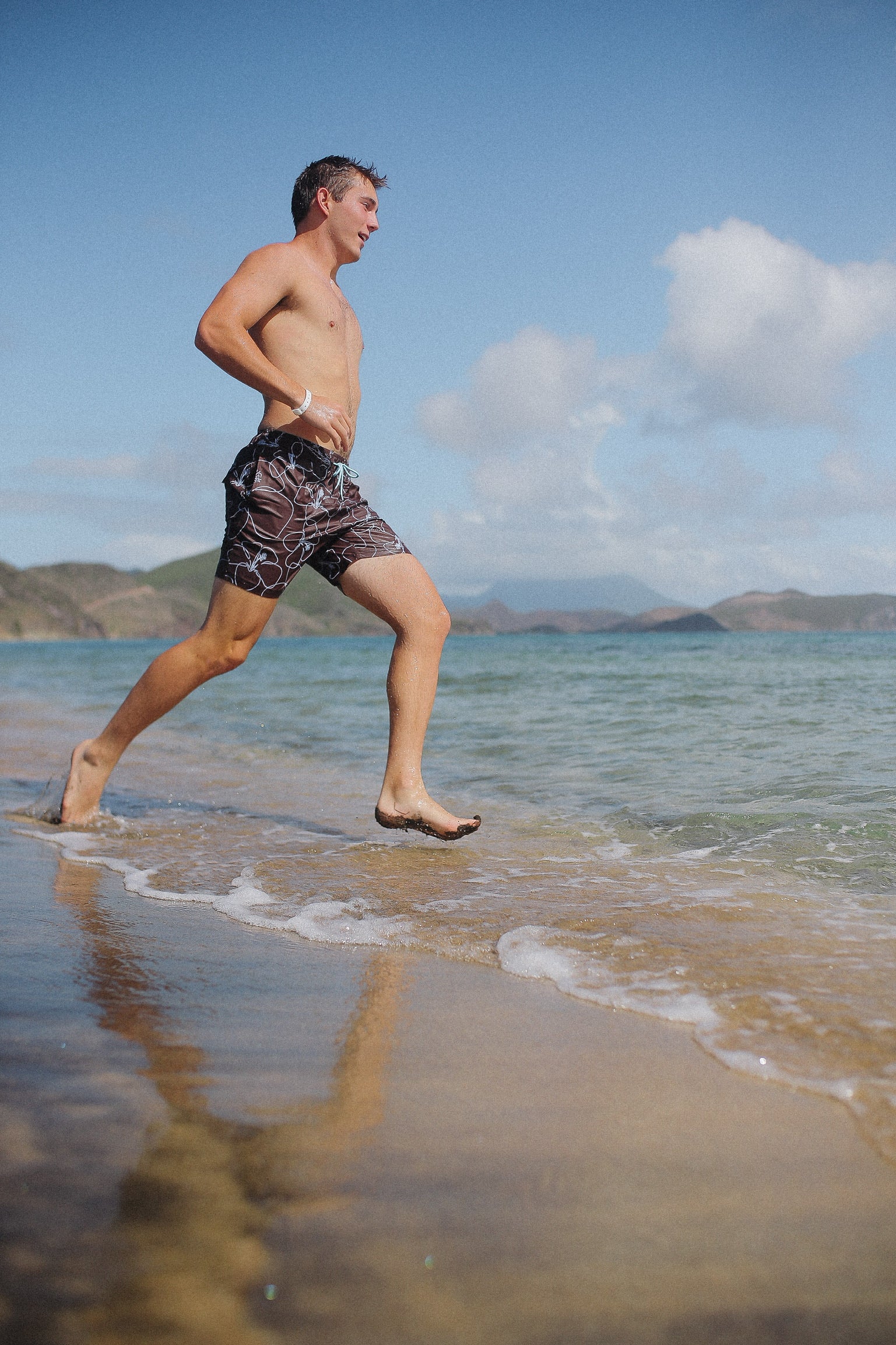 Chris Men's Hibiscus Print Swim Trunks - Quick-Dry Beach Shorts for Swimming, Surfing & Summer Vacations - $42