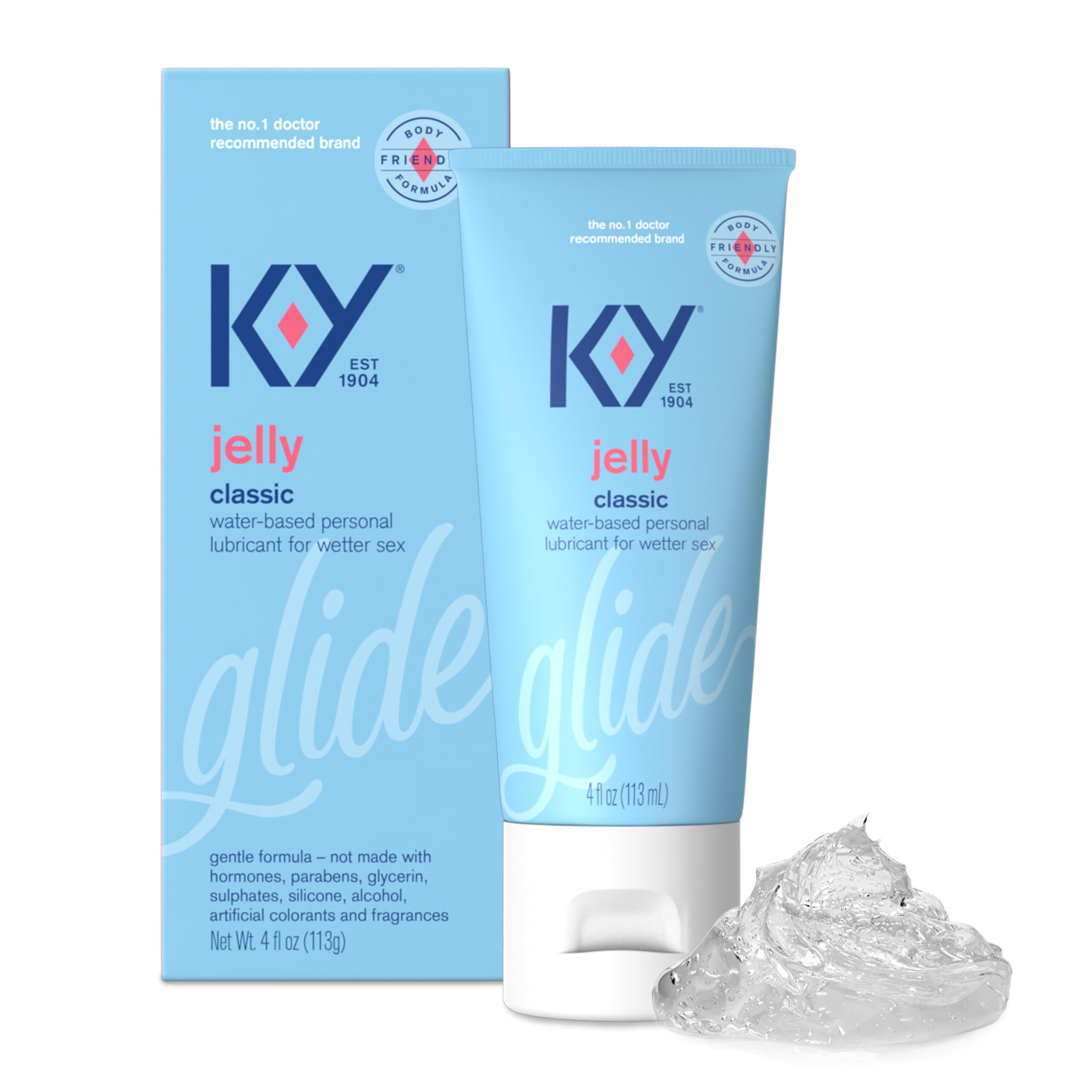 K-Y Jelly Water-Based Personal Lubricant for Sex & Anal Play – Non-Greasy, pH-Balanced, Condom & Toy Safe – 4 oz – Perfect for Couples, Solo Play & Enhanced Intimacy