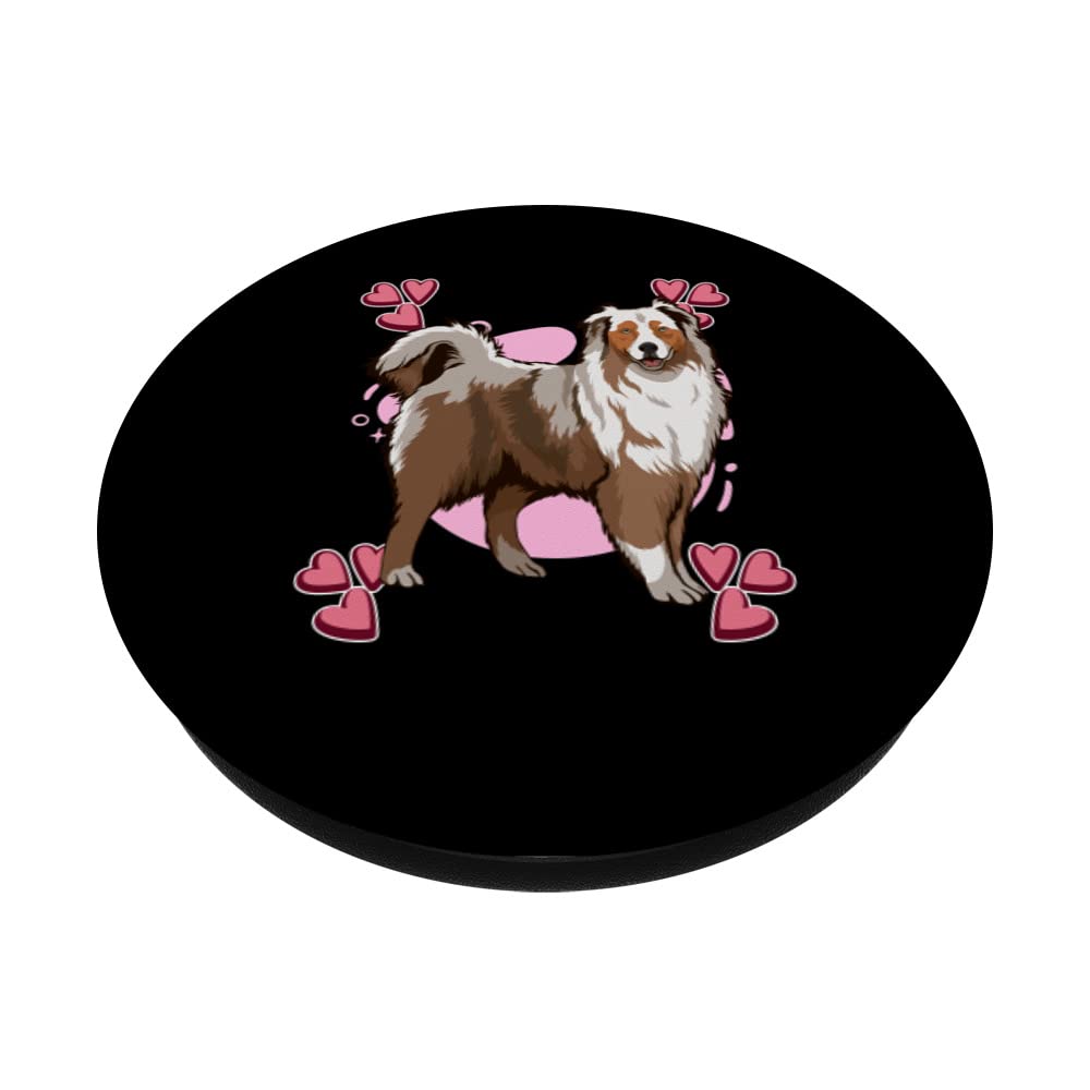 Aussie Heart Design Australian Shepherd PopSockets Swappable PopGrip - Cute Phone Grip for Dog Lovers, Perfect for iPhone & Samsung Galaxy (Use for Selfies, Video Calls & Secure Phone Handling)