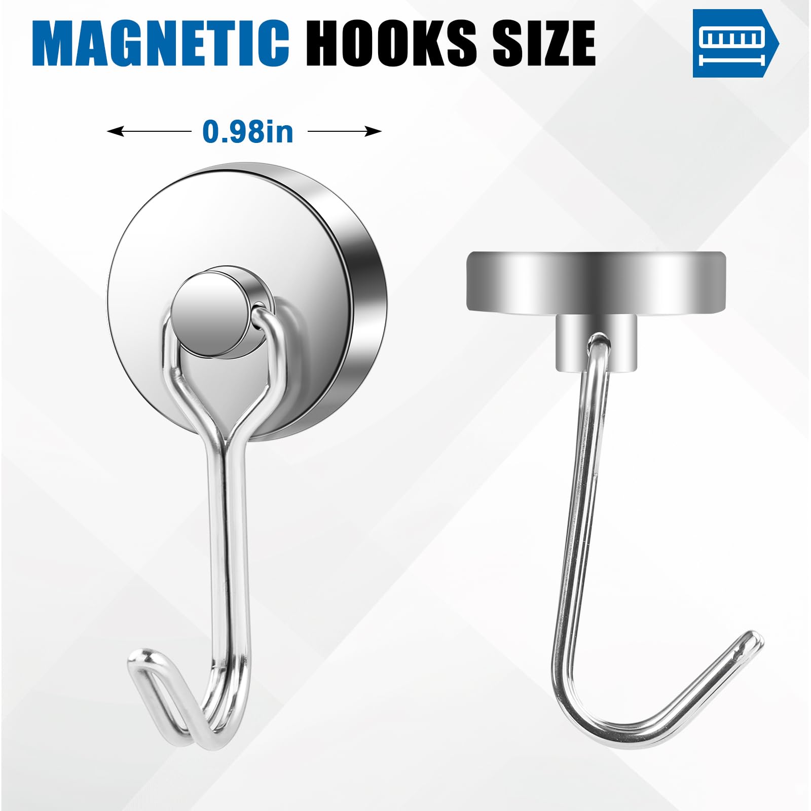 LOVIMAG Magnetic Hooks 6-Pack - Heavy Duty for Garage, Fridge & Travel