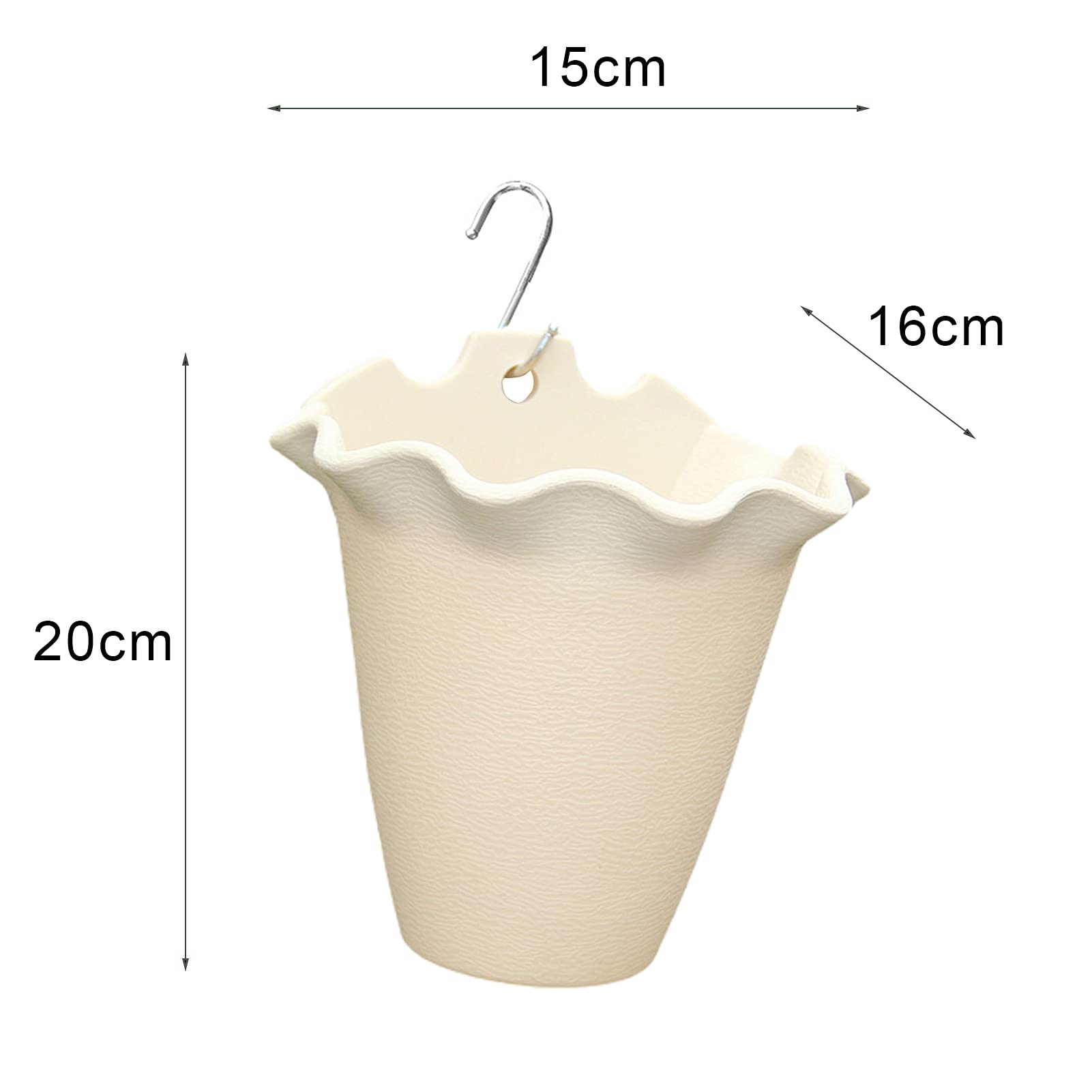 Breathable Ruffled Edge Plastic Hanging Flower Pots - Wall Mounted Planters for Outdoor Gardens, Balconies & Patios (Blue) - Perfect for Herbs, Succulents & Small Flowers