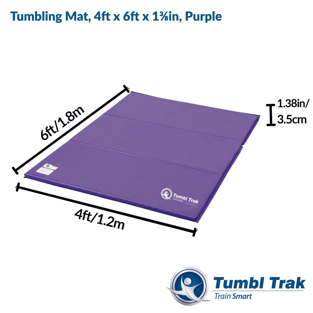 Tumbl Trak Folding Gymnastics Mat - Portable Tumbling Panel for Home & Gym Training - Perfect for Kids, Cheerleading & Gymnastics Practice