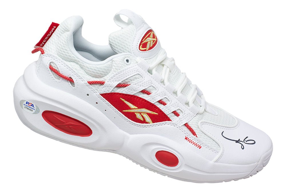 Authentic Allen Iverson Signed Philadelphia 76ers Reebok Solution Mid Basketball Shoes Size 9 - PSA Certified Collectible for NBA Fans & Sports Memorabilia Enthusiasts (Perfect for Display, Investment, or Gift)